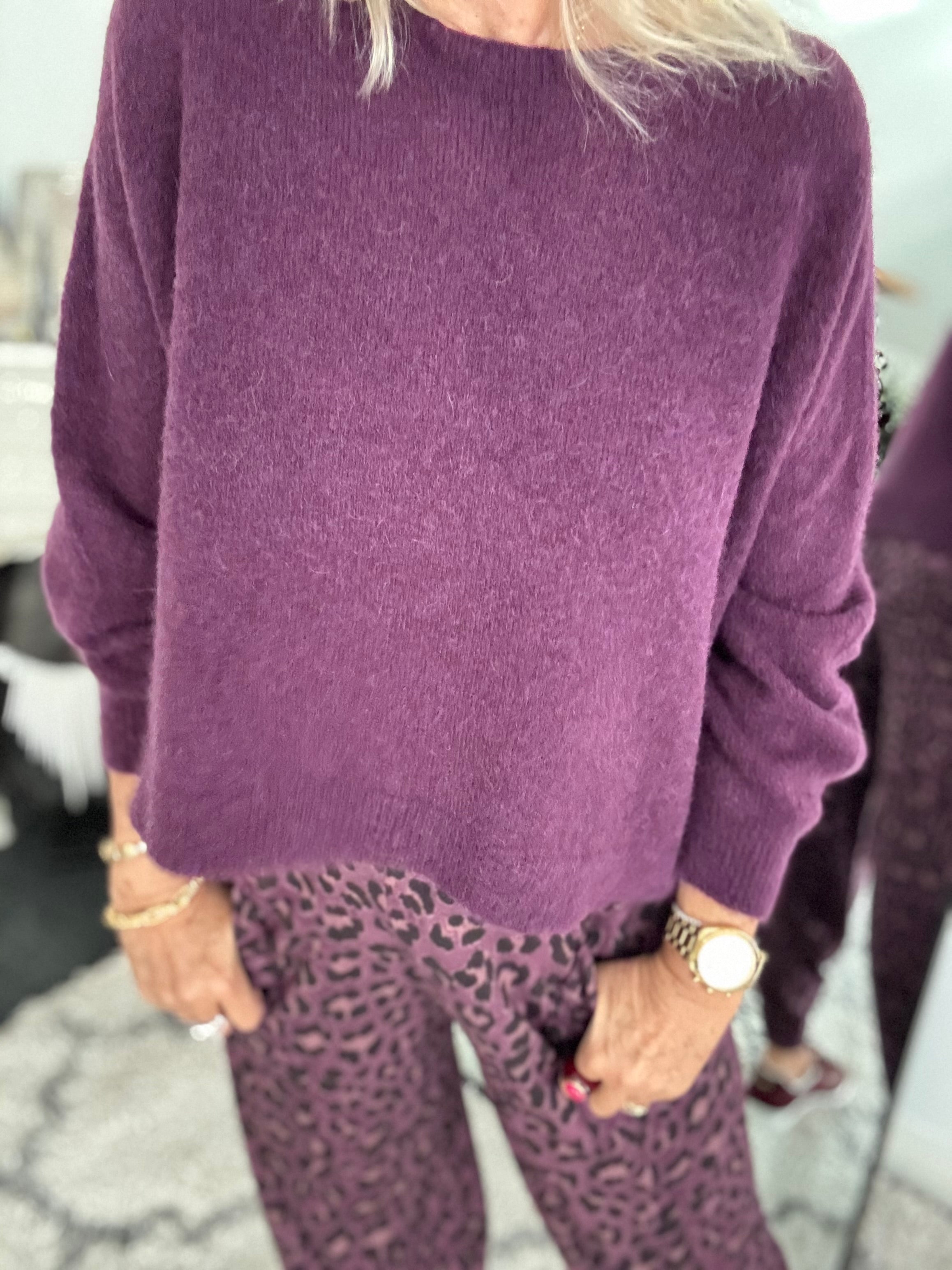 Luxe Slouchy Alpaca Jumper in Plum