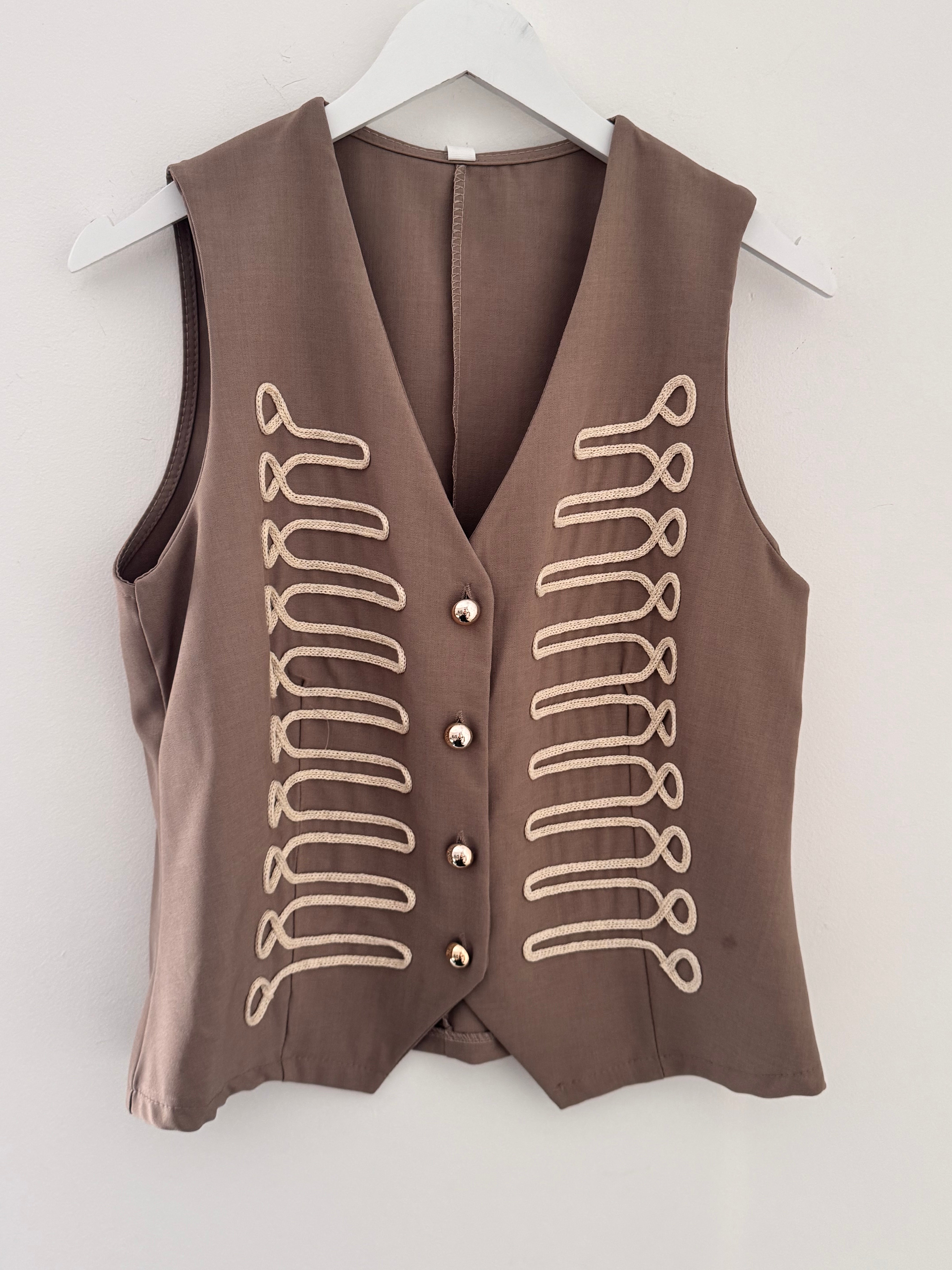 Military Waistcoat in Light Mocha