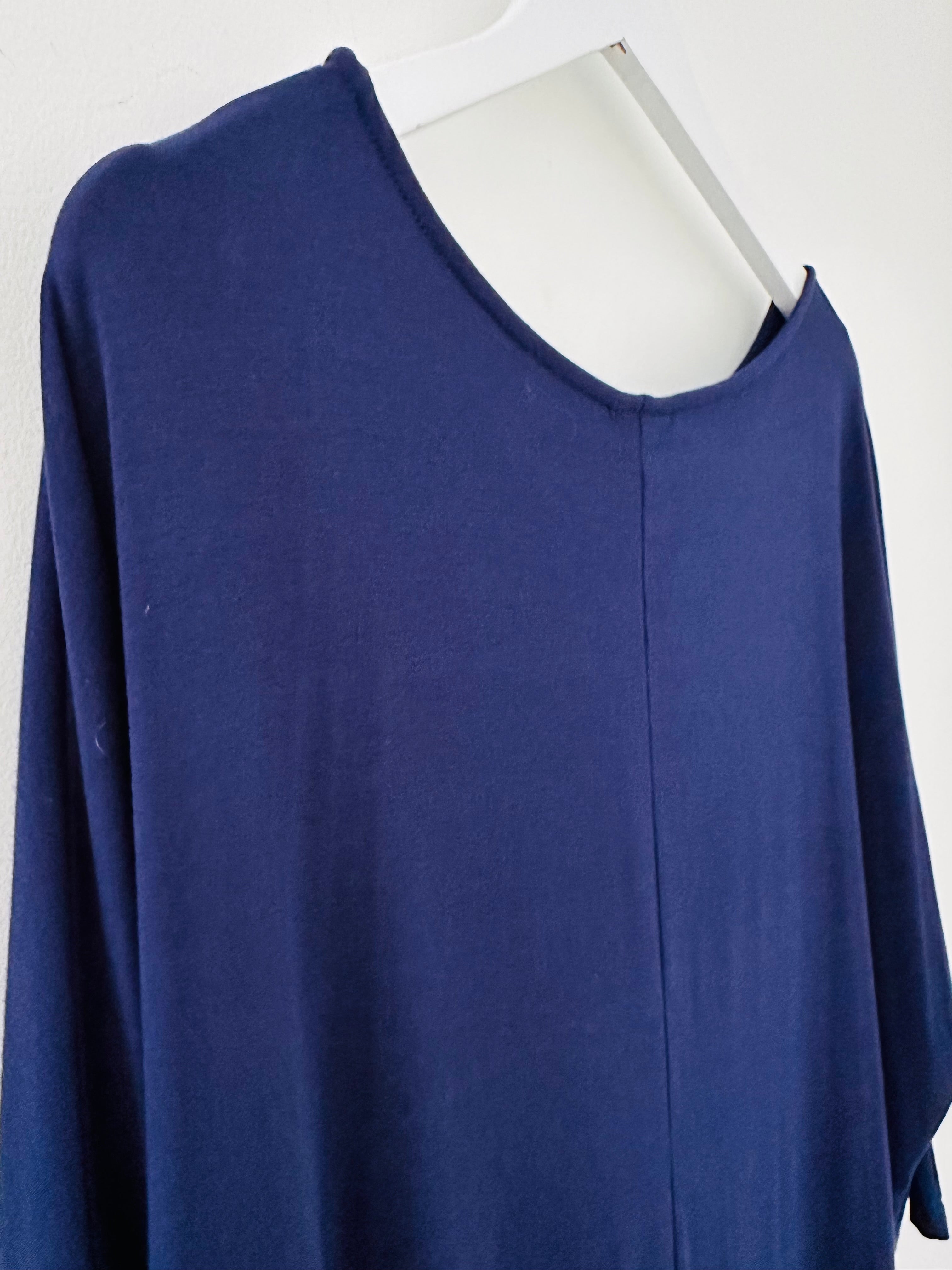 Bamboo Jersey Batwing Top in Navy