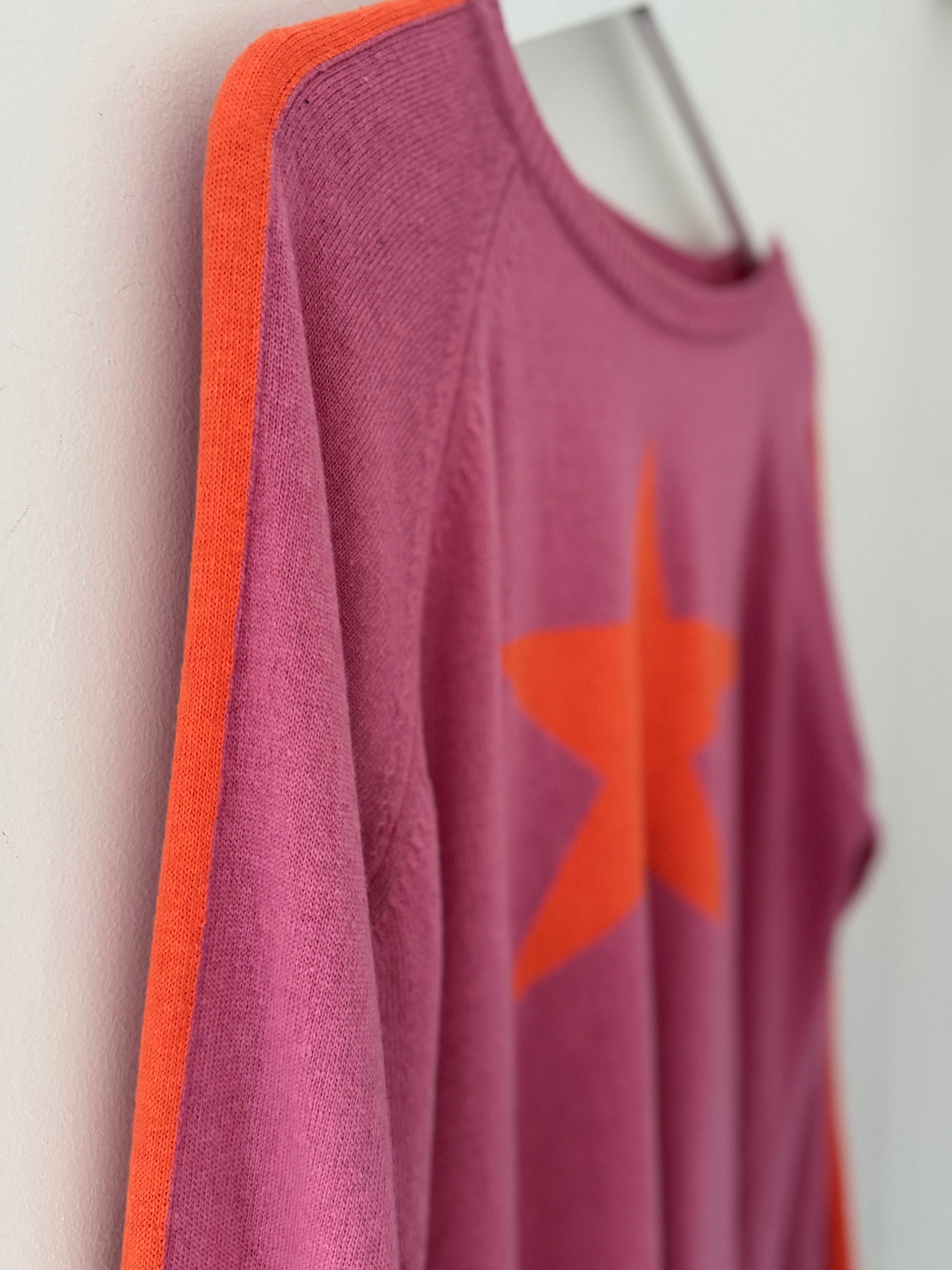 Star Cashmere Jumper in Pink & Orange