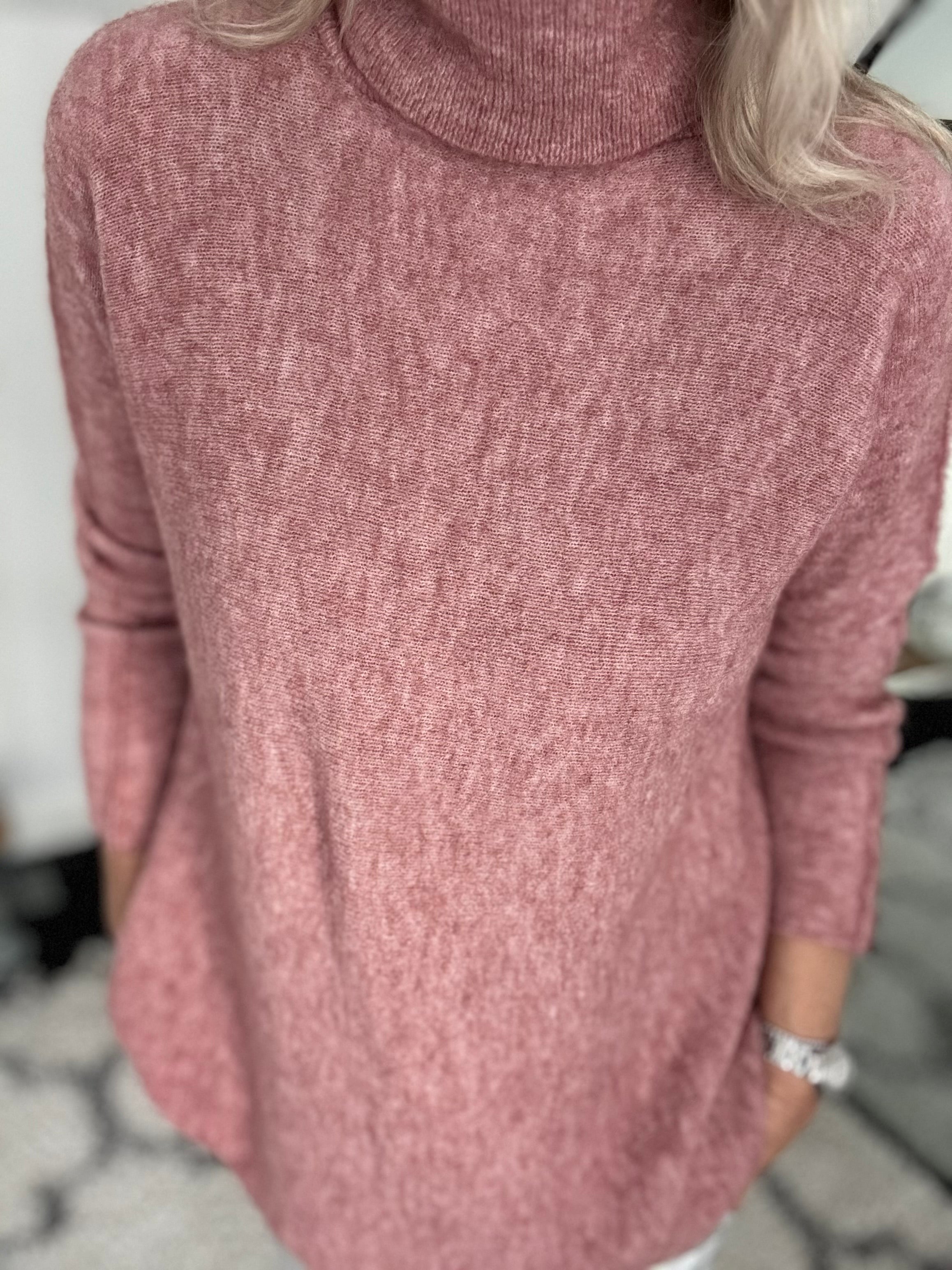 Simple Roll Neck Jumper in Pink