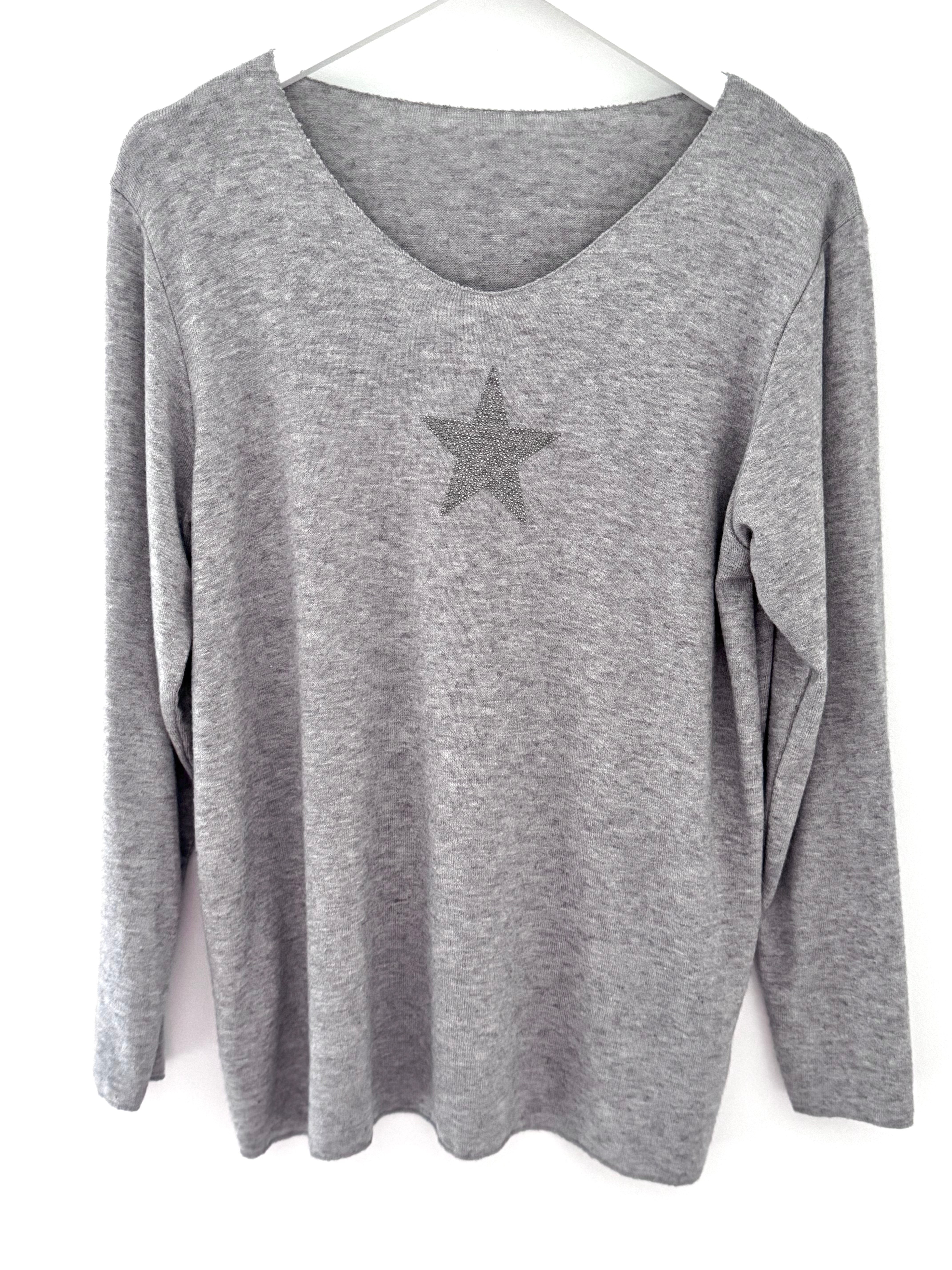 Lightweight Star Jumper in Marl Grey