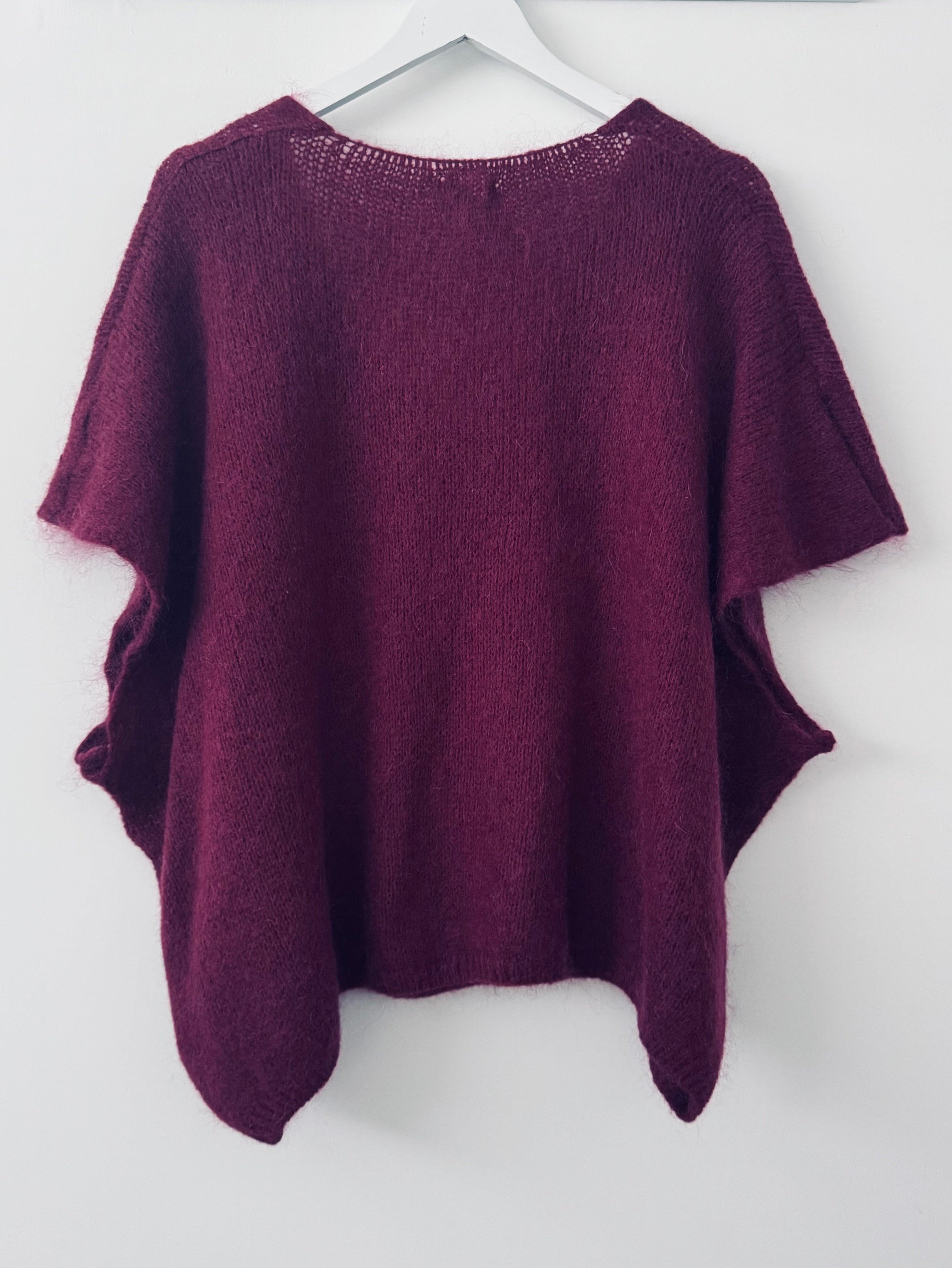 Mohair V Neck Tank in Wine