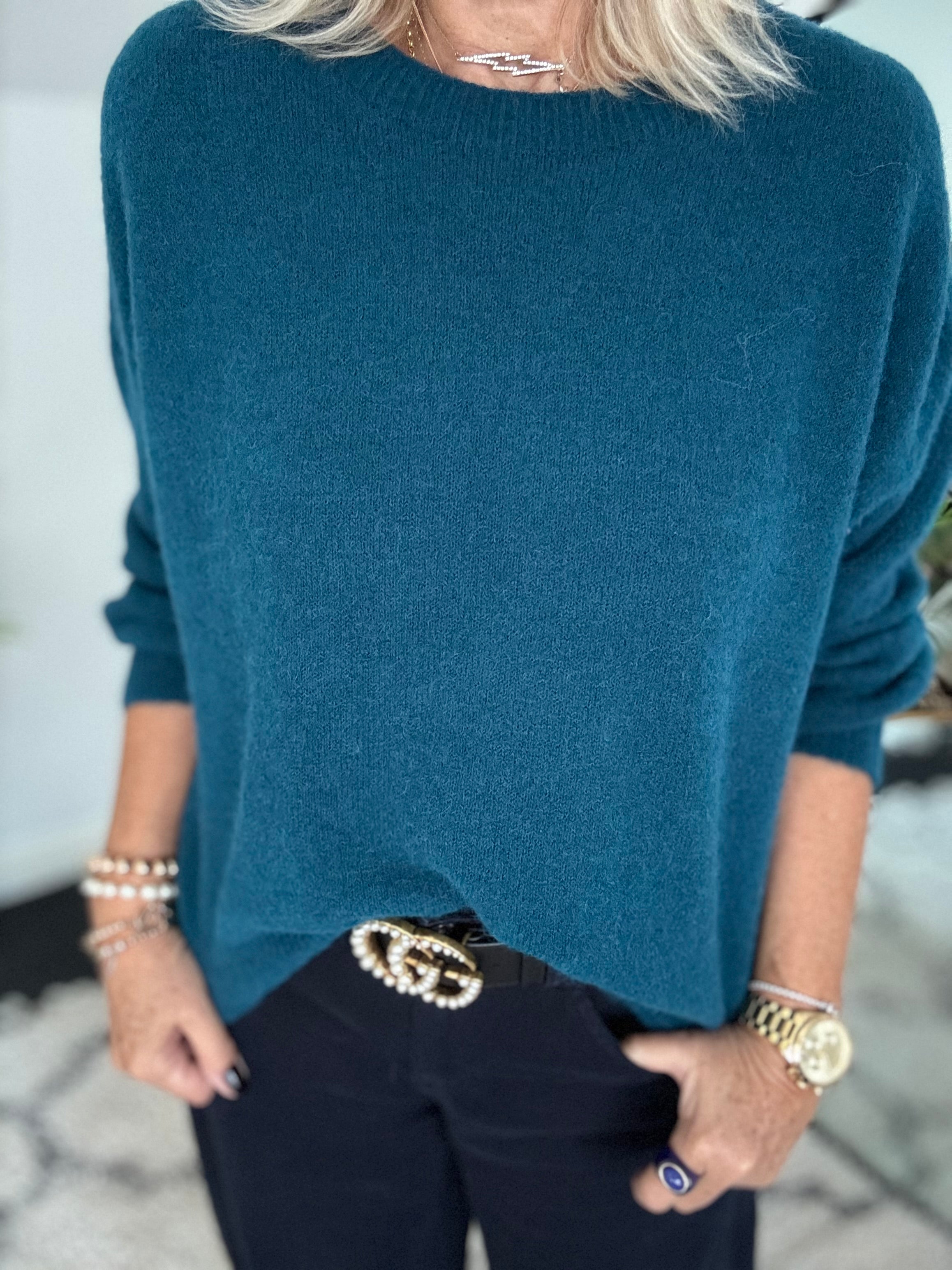 Luxe Slouchy Alpaca Jumper in Teal