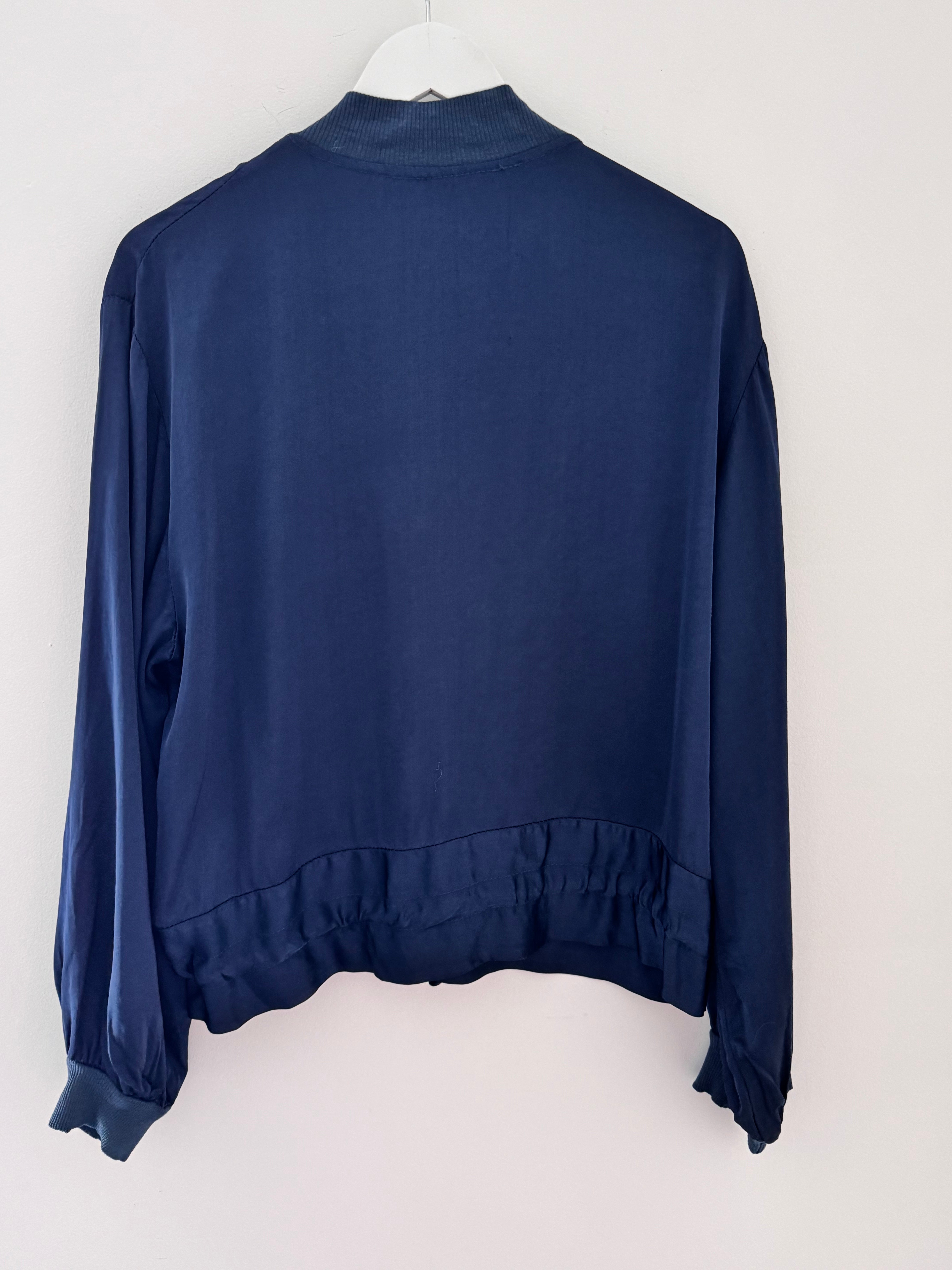 Silky Bomber Jacket in Midnight Blue