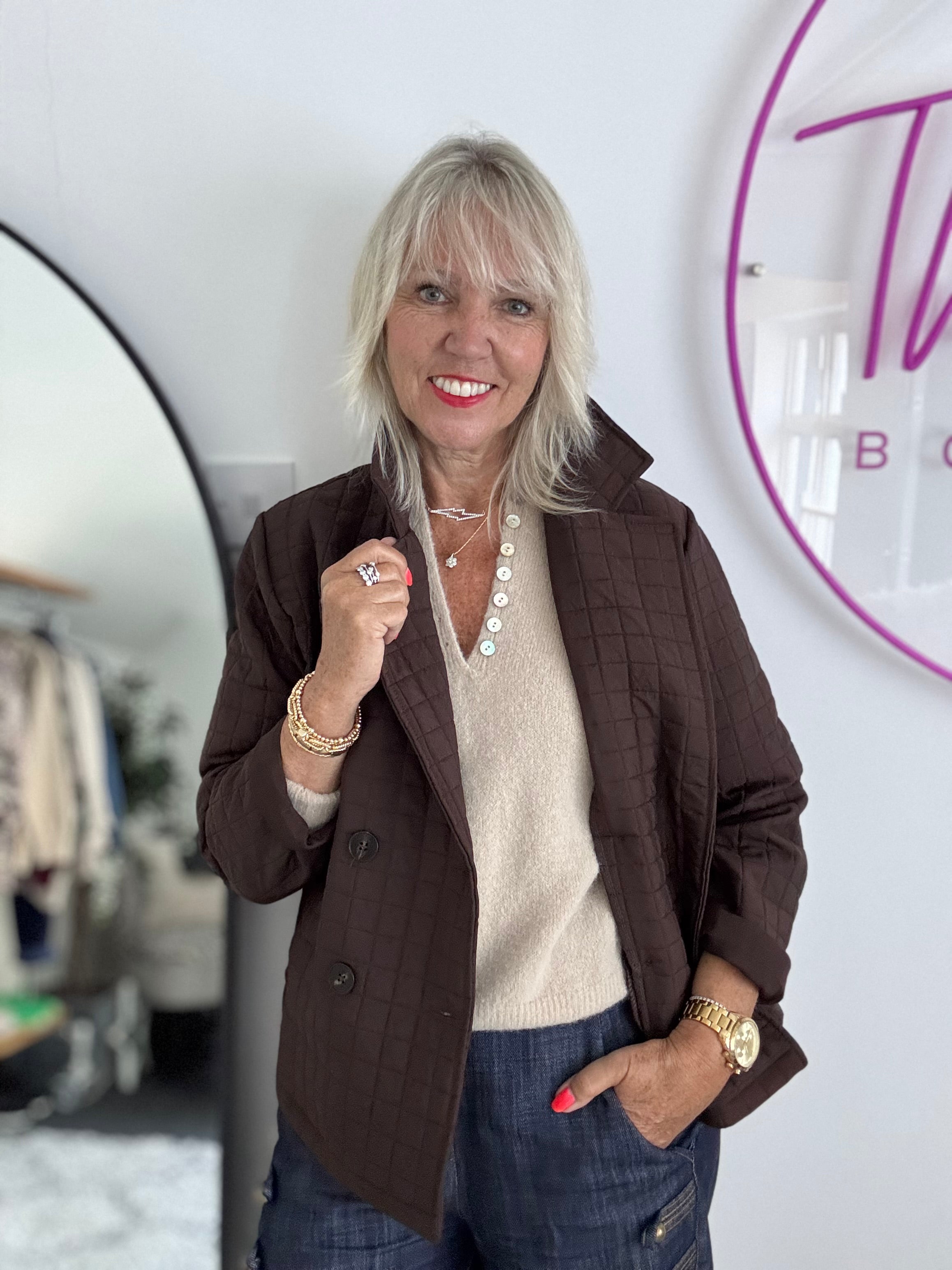 Luxe Quilted Jacket in Chocolate
