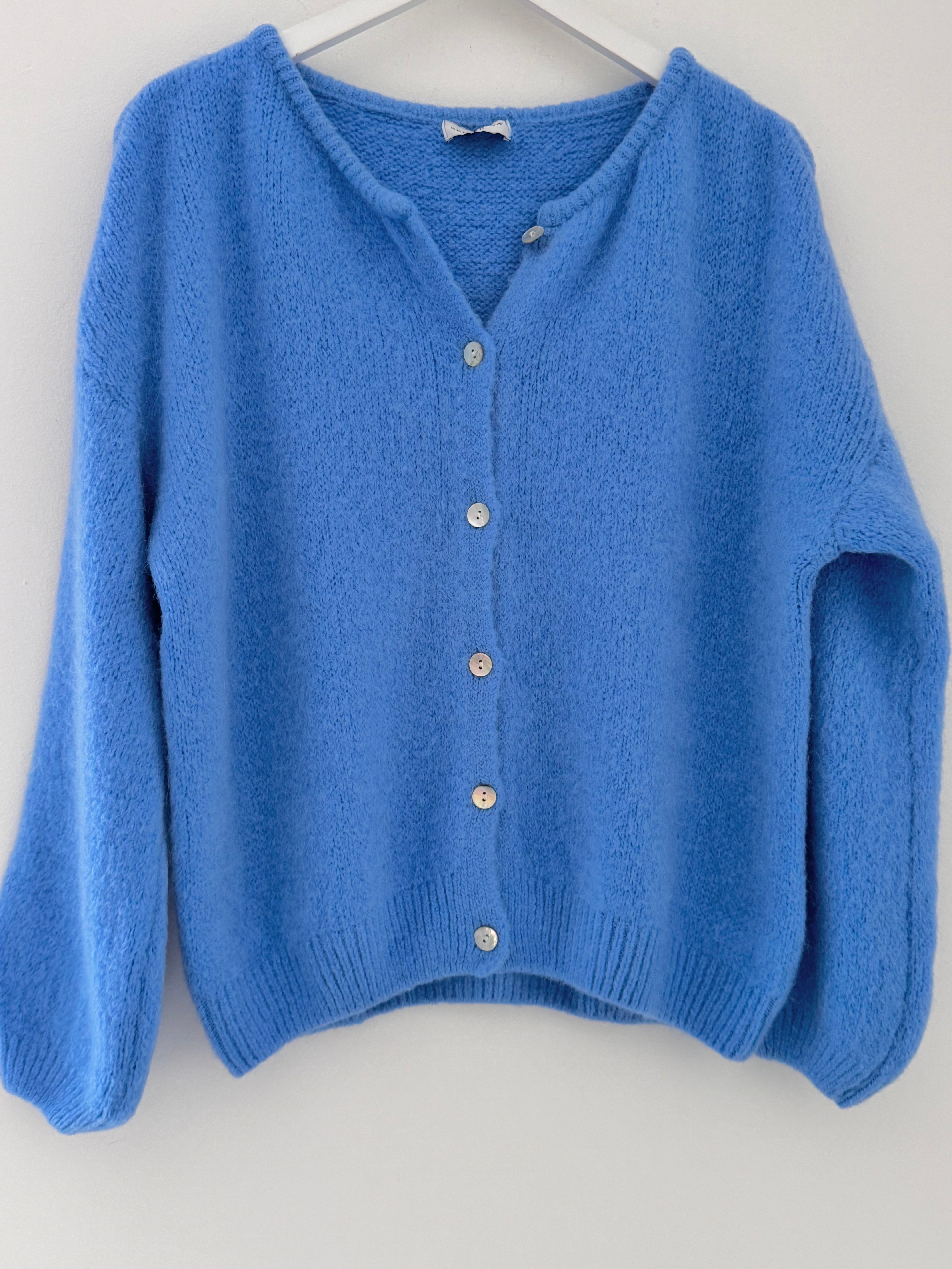 Alpaca Buttoned Cardi in Cornflower