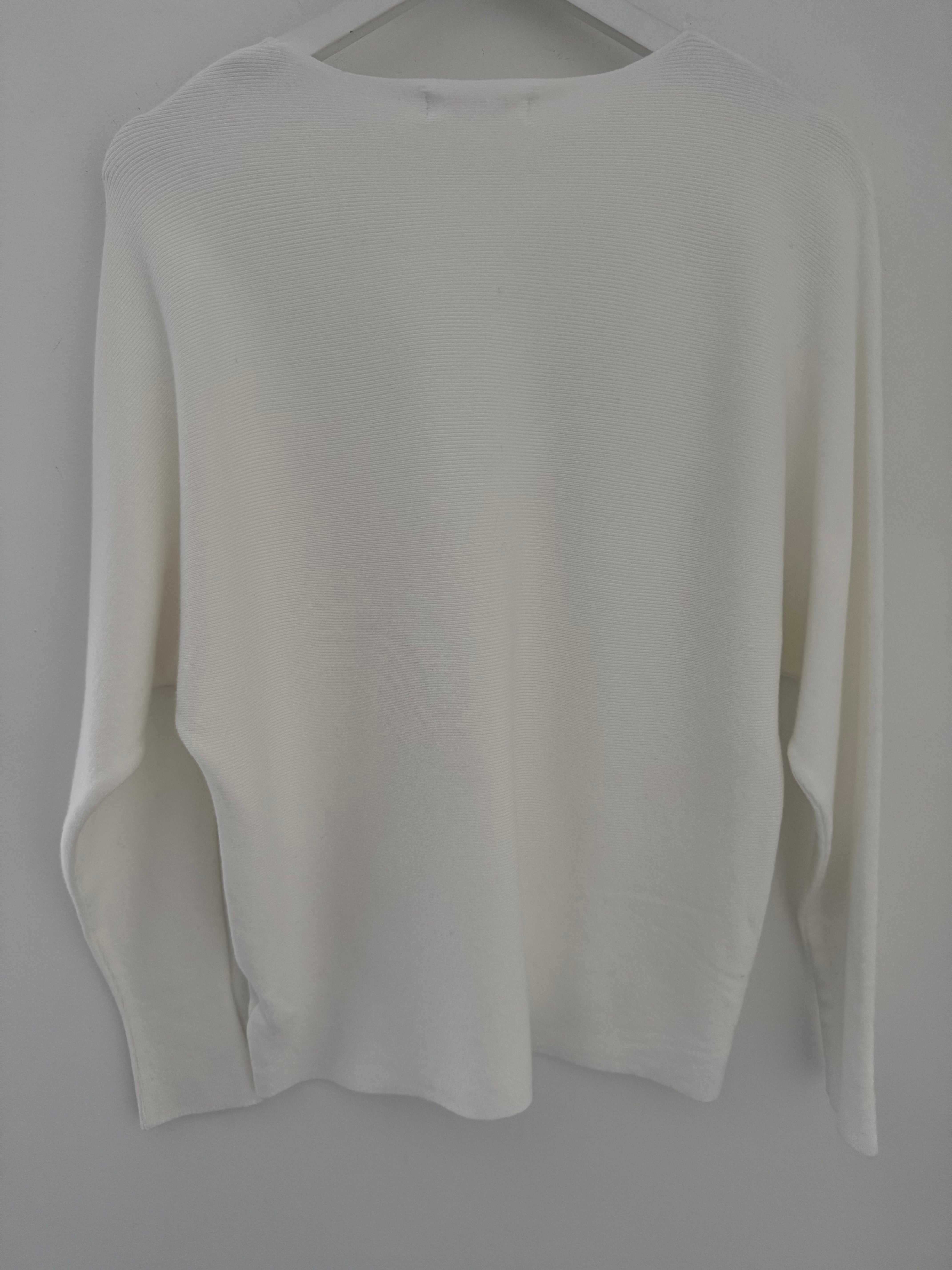 Simple Ribbed Jumper in Winter White