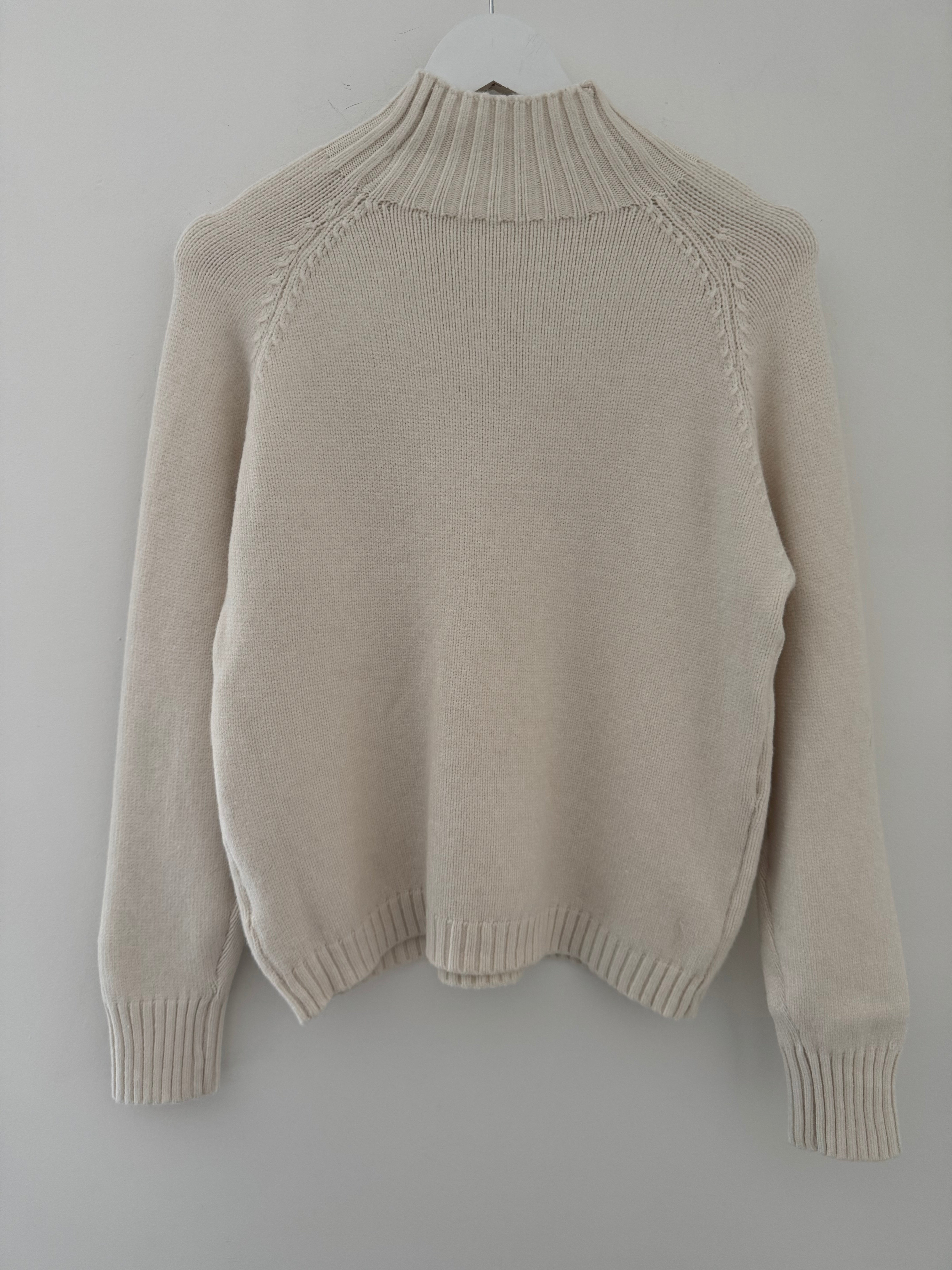 Funnel Neck Cable Jumper in Ivory