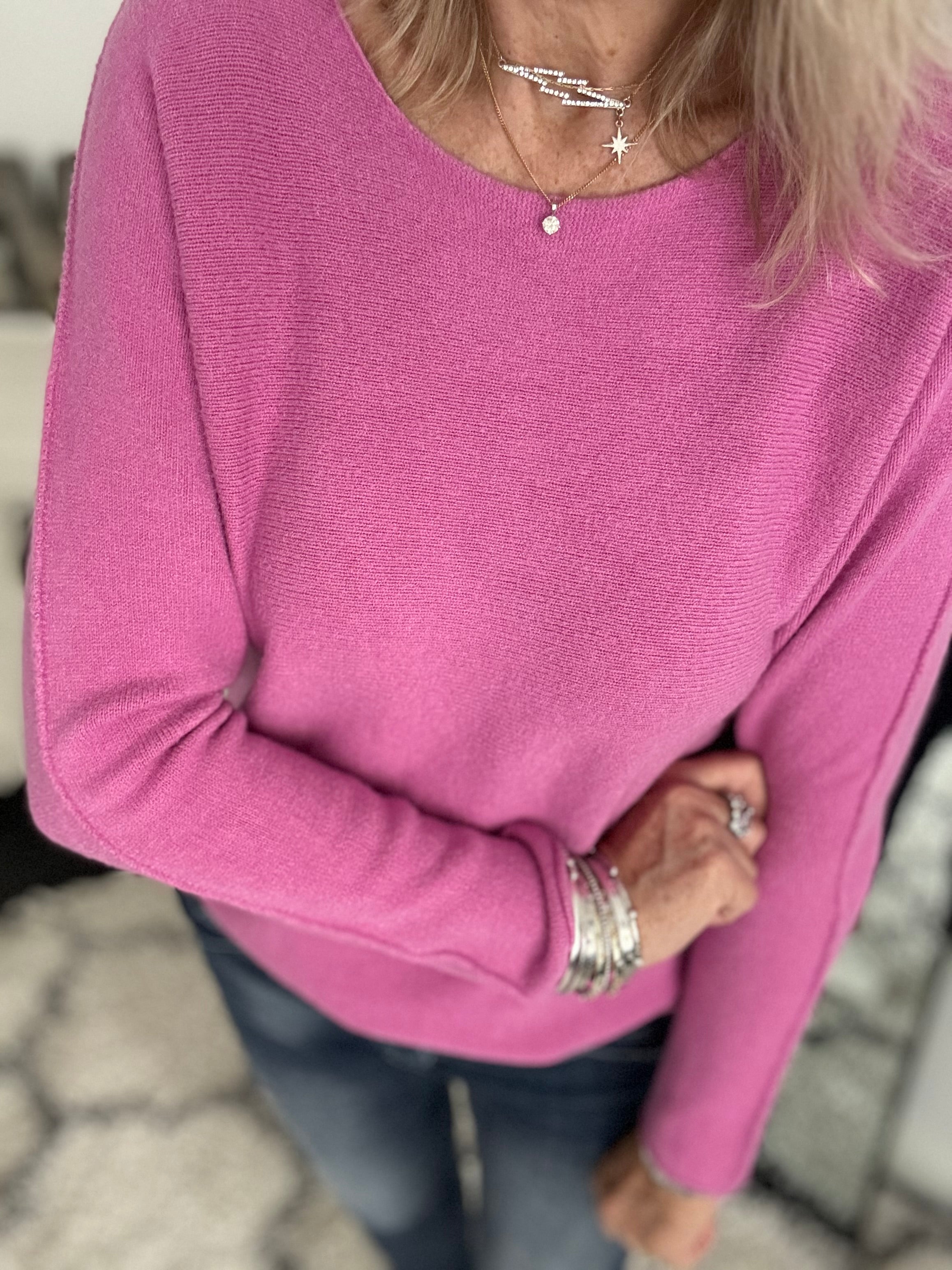 Simple Round Neck Jumper in Lilac Pink