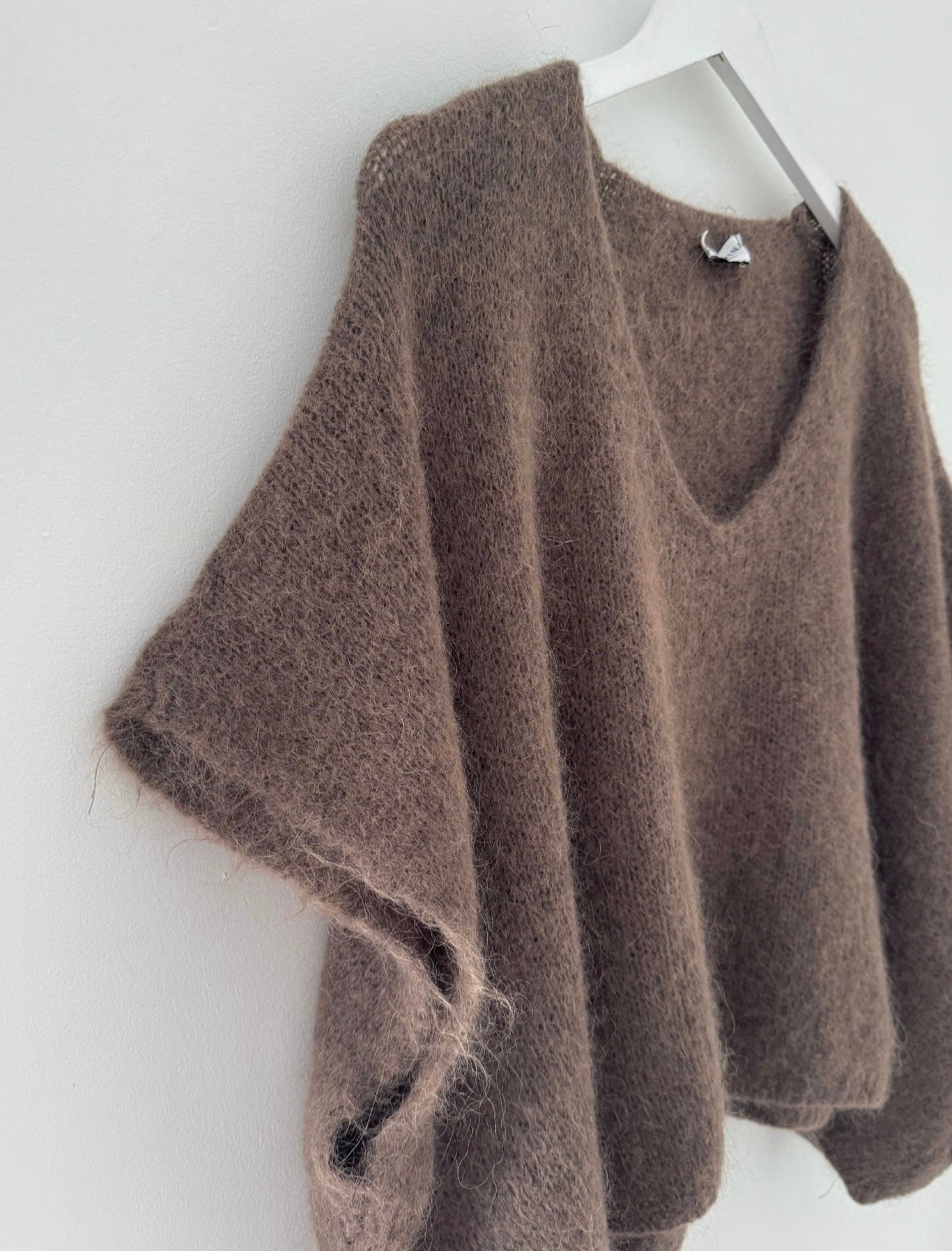 Mohair V Neck Tank in Soft Chocolate