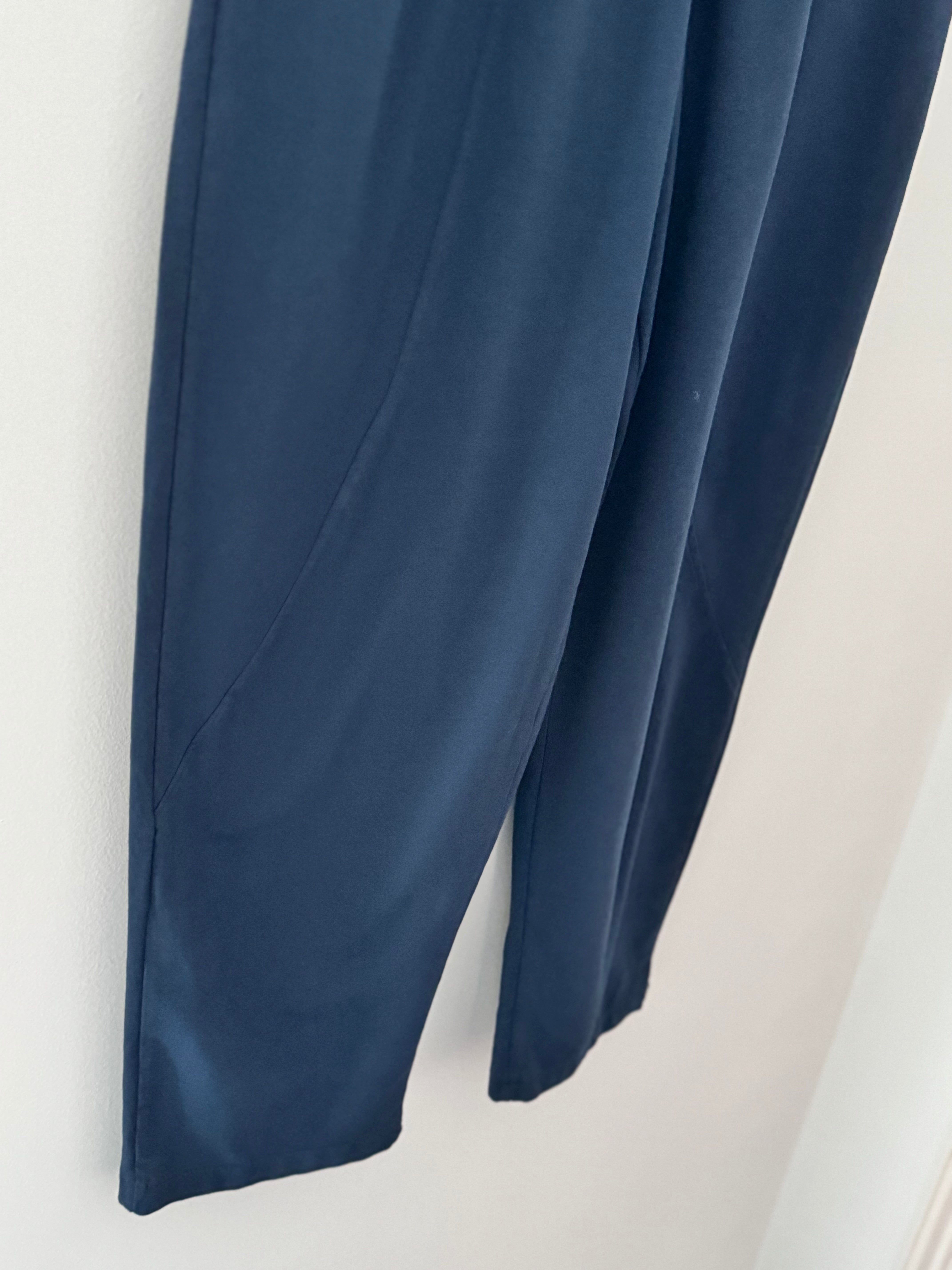 Stretch Jersey Trousers with Topstitching in Navy