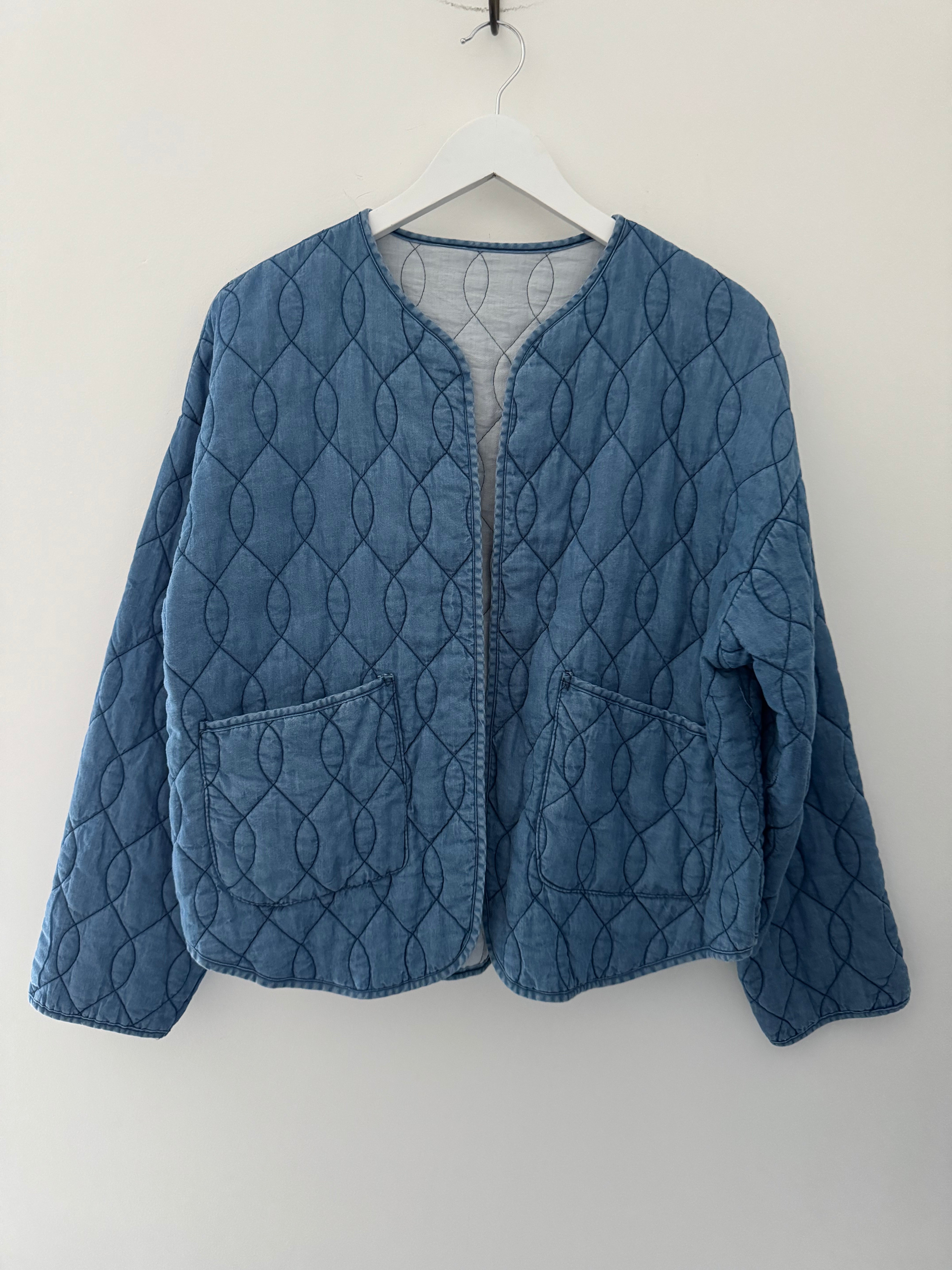 Quilted Jacket in Mid Denim