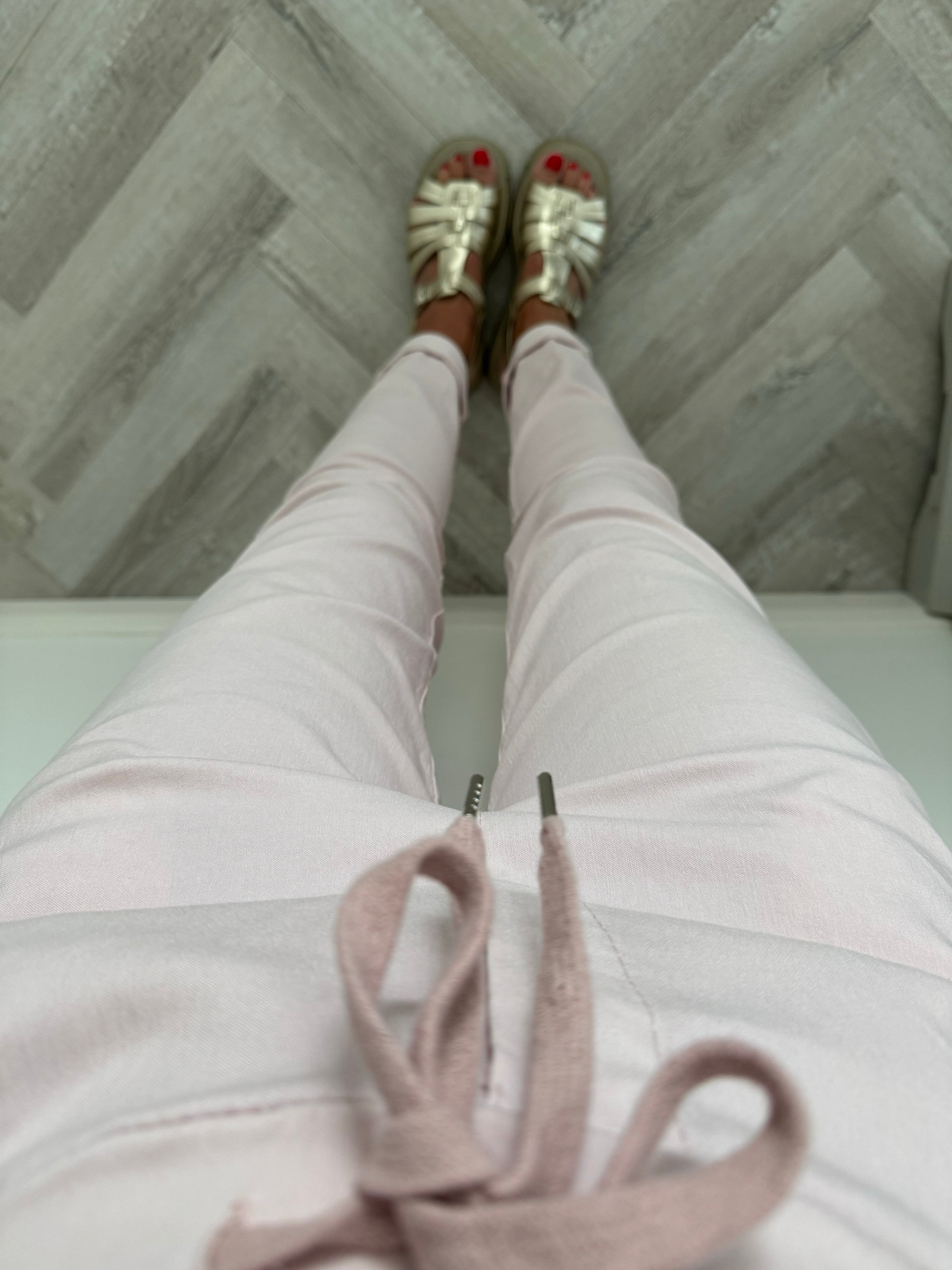 Super Stretch Plain Tie Joggers in Pink