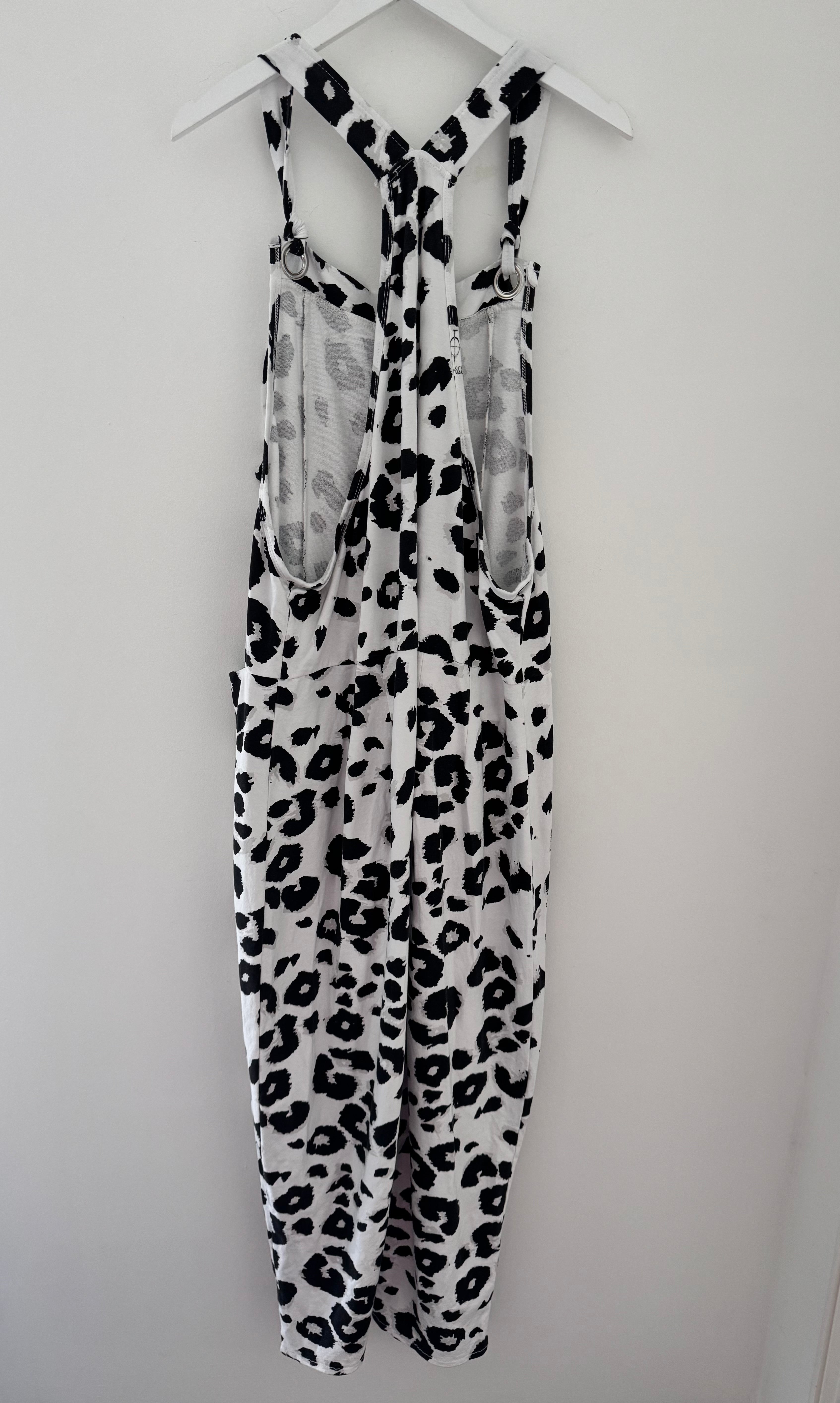 Cotton Jersey Dungarees in Snow Leopard