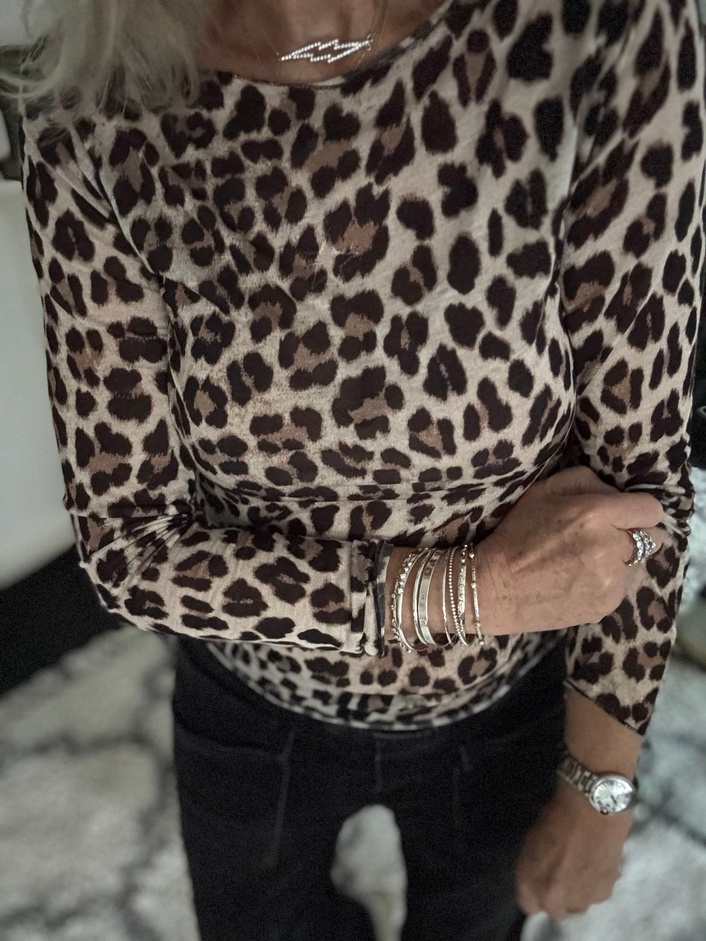 Ultrasoft Cashmere Blend Base Layer in Leopard