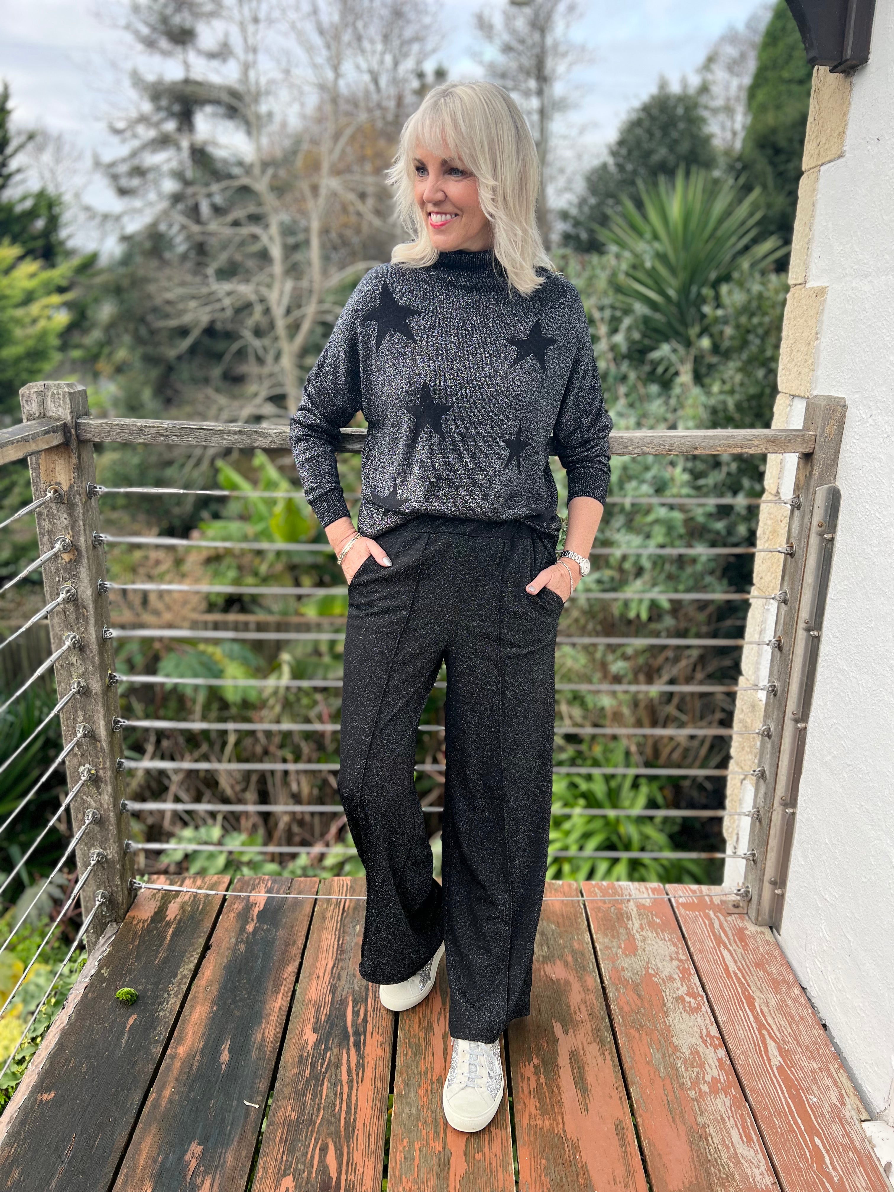 Black sales sparkly trousers