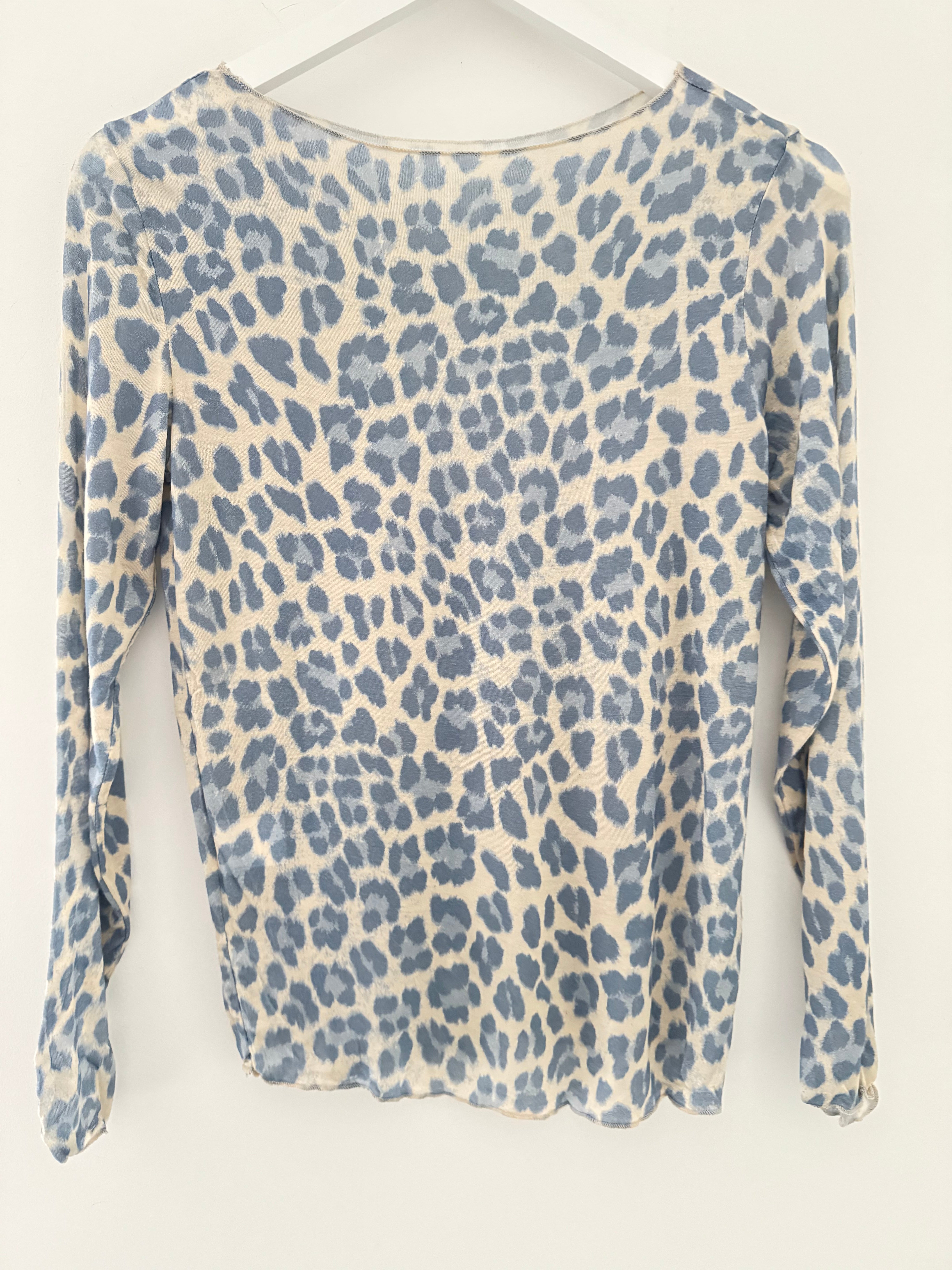 Ultrasoft Cashmere Blend Base Layer in Denim Blue Leopard