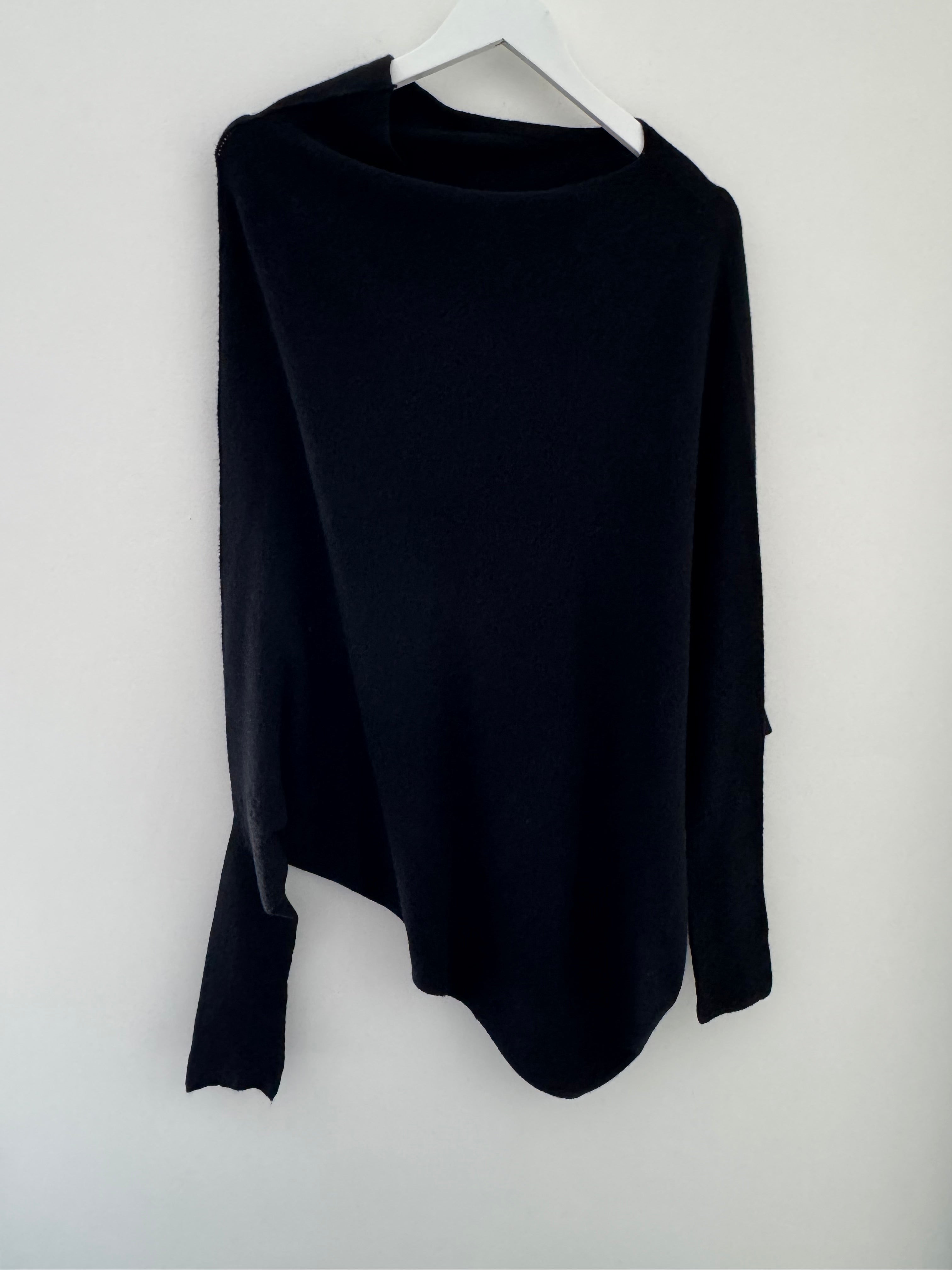 Cowl Neck Asymmetric Jumper in Black