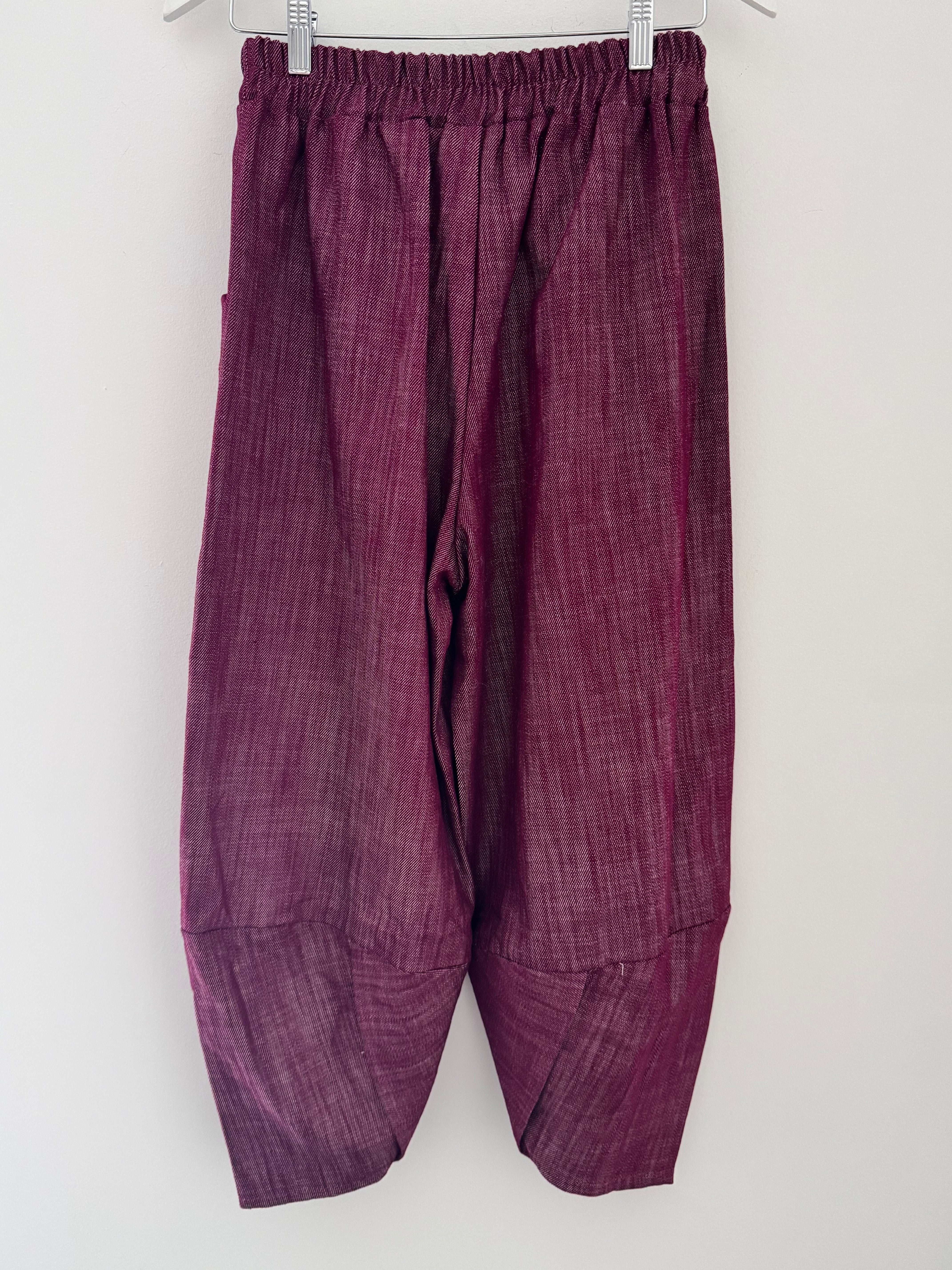 Premium Barrel Leg Trousers in Plum