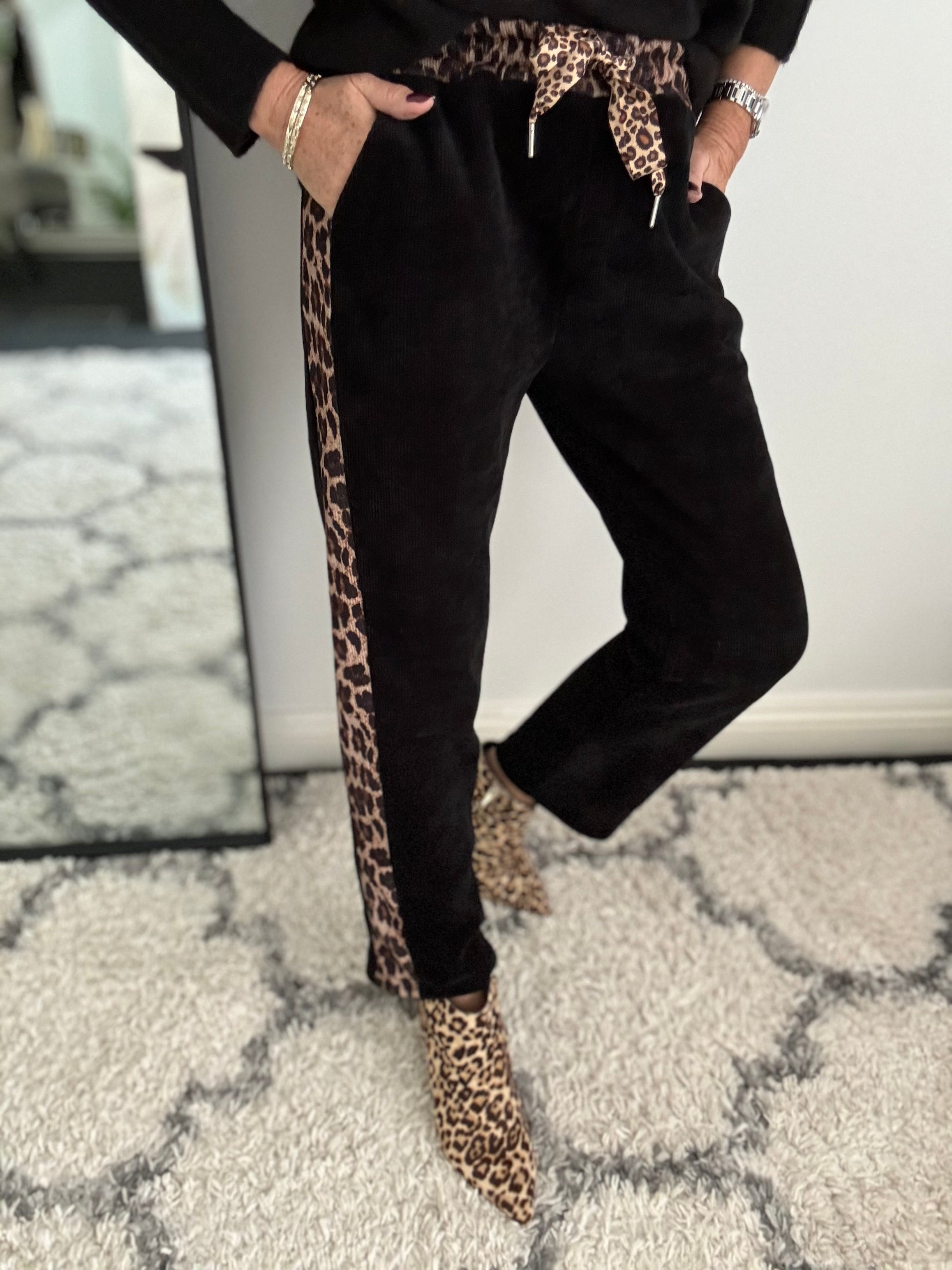 Leopard stripe joggers sale