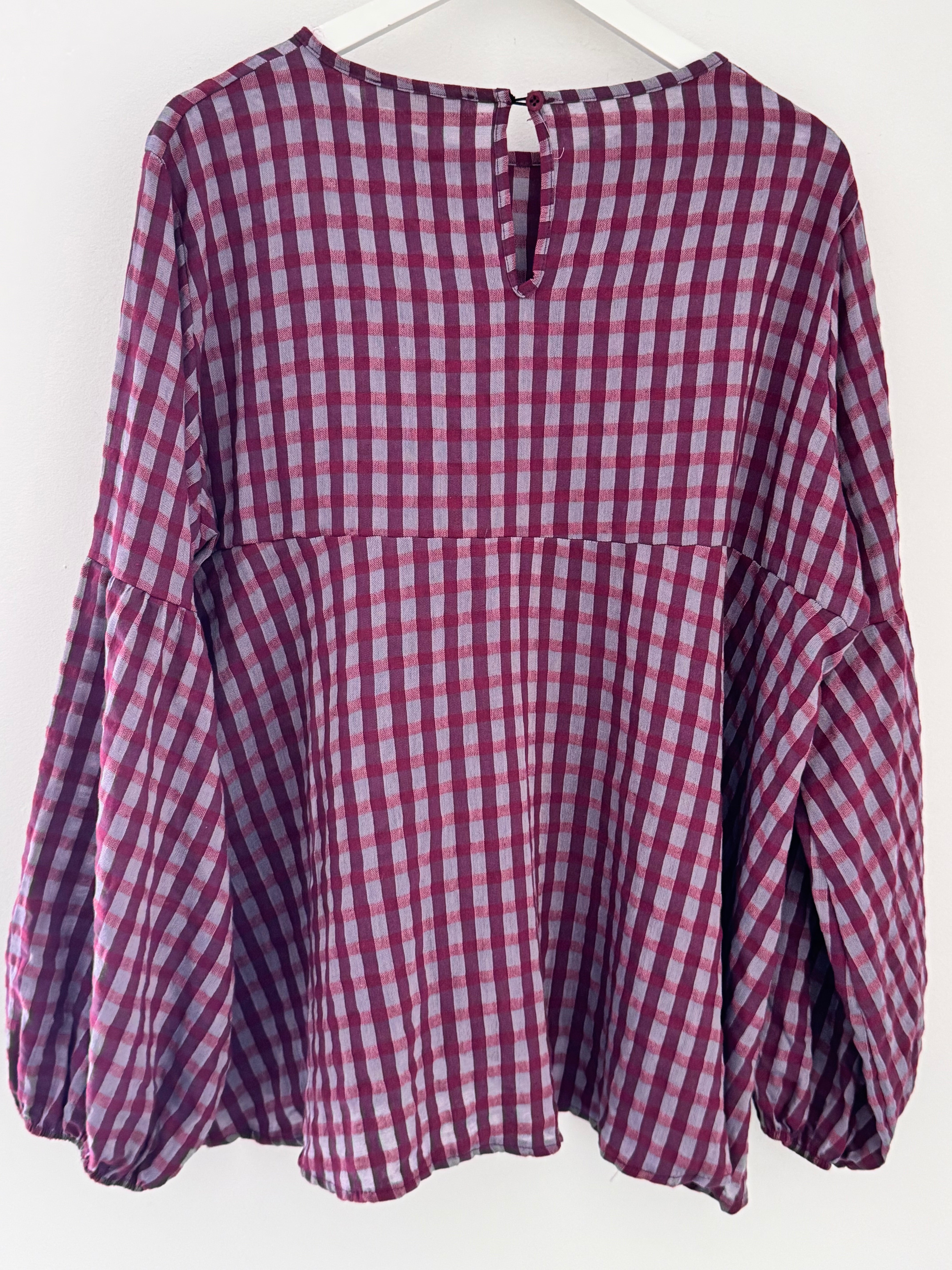 Oversized Check Top in Plum