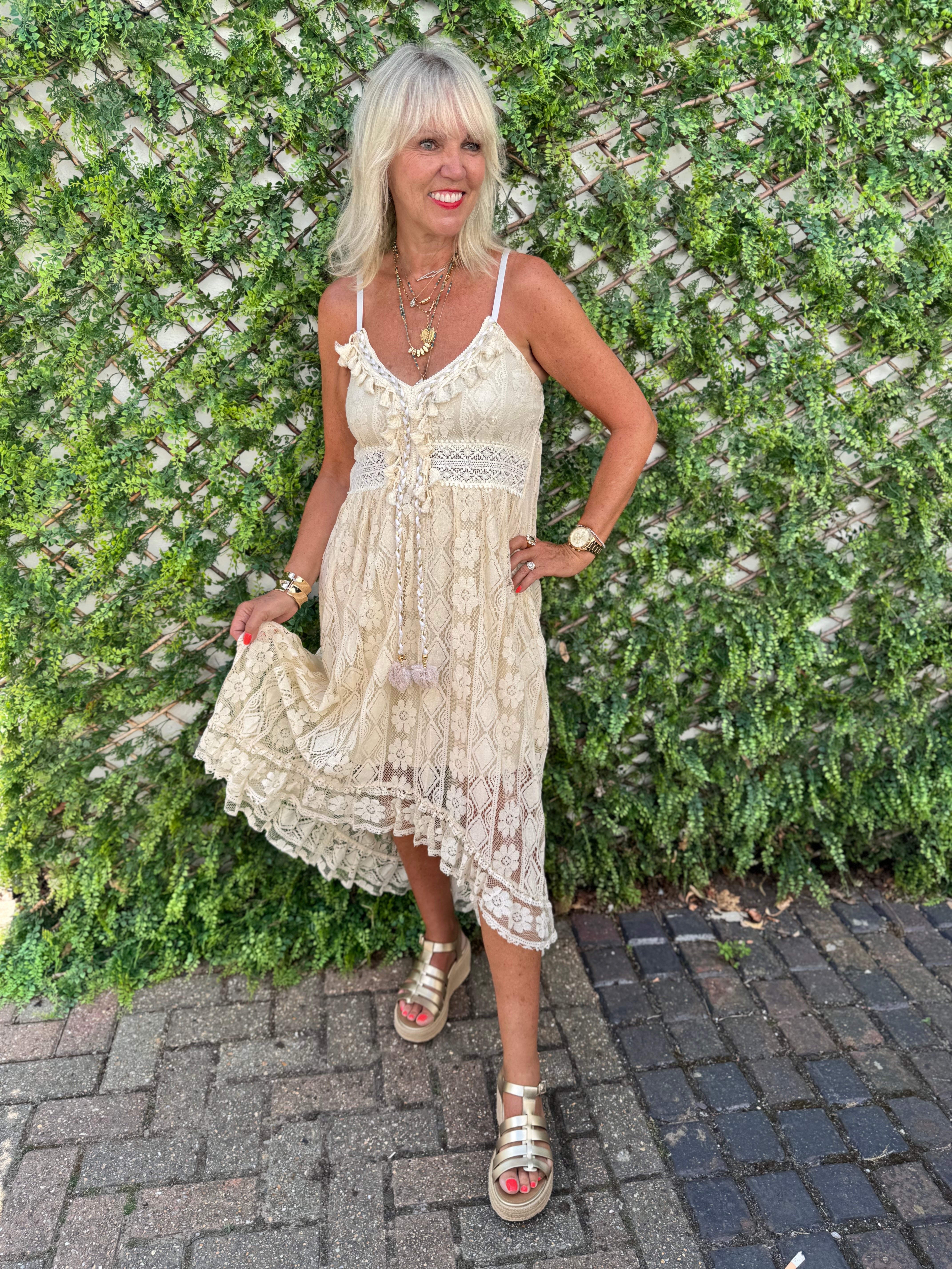 Summer Tassel Dress in Vanilla