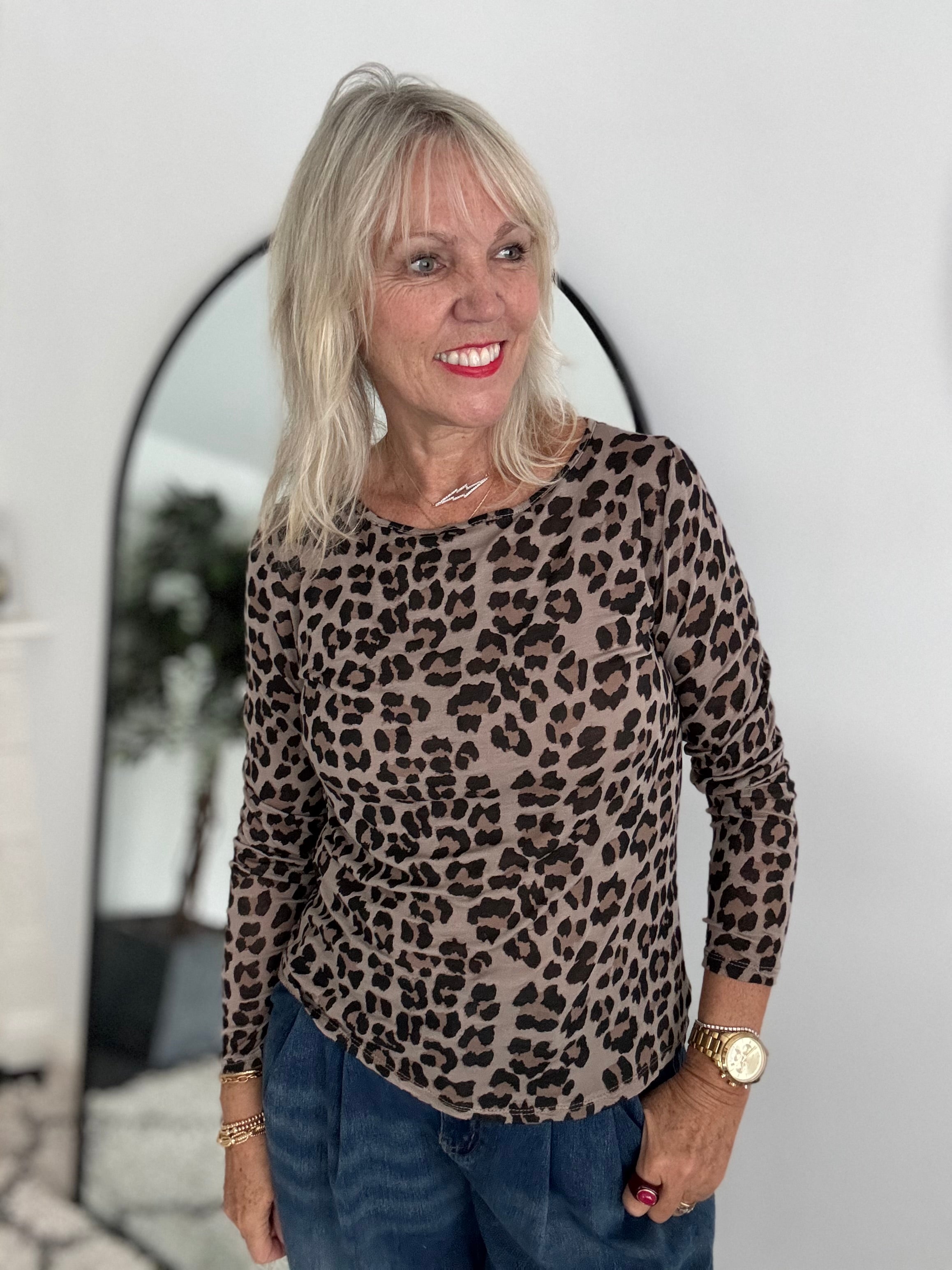 Ultrasoft Cashmere Blend Base Layer in Mocha Leo