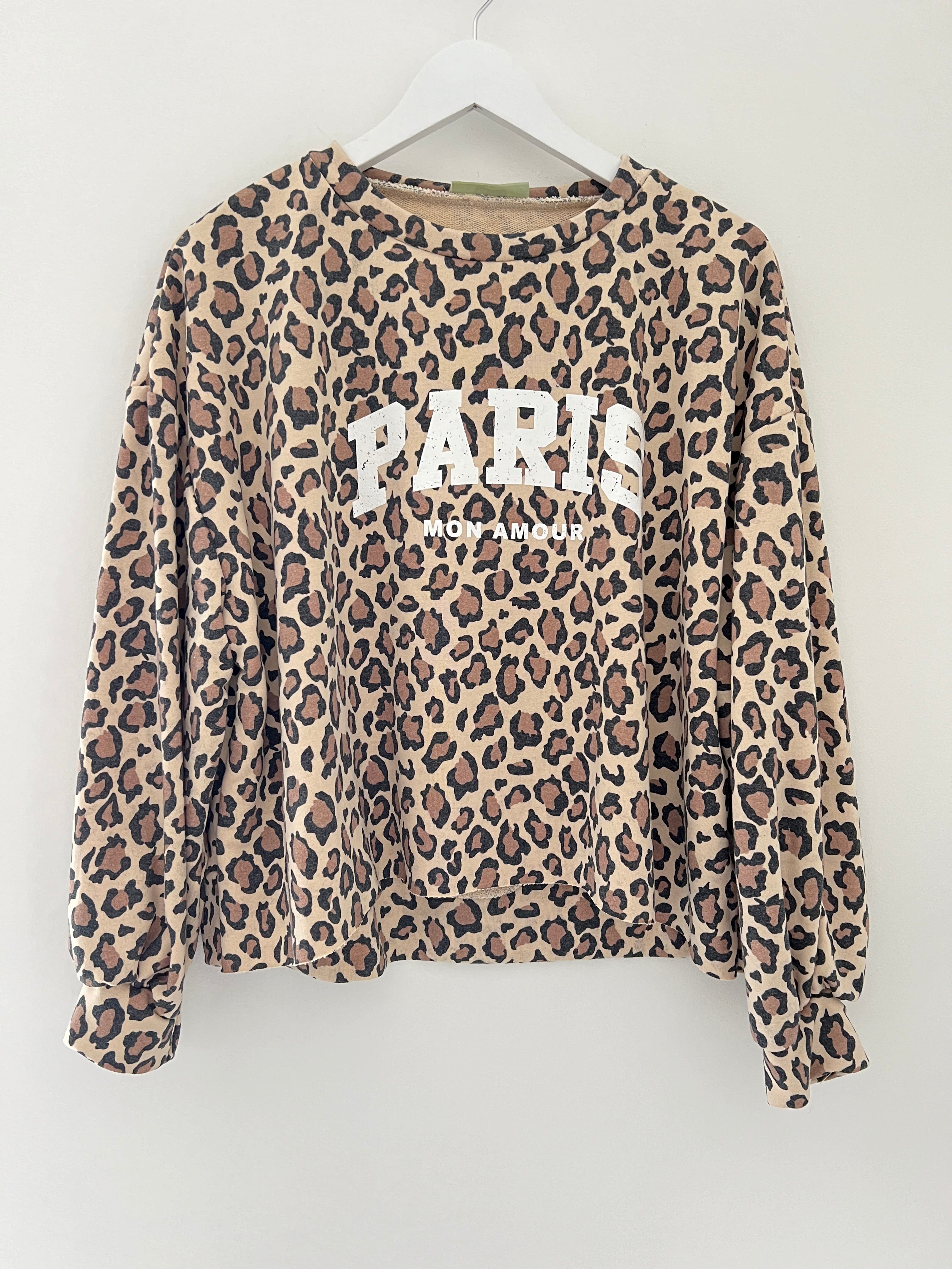 Paris Sweatshirt in Stone Leopard