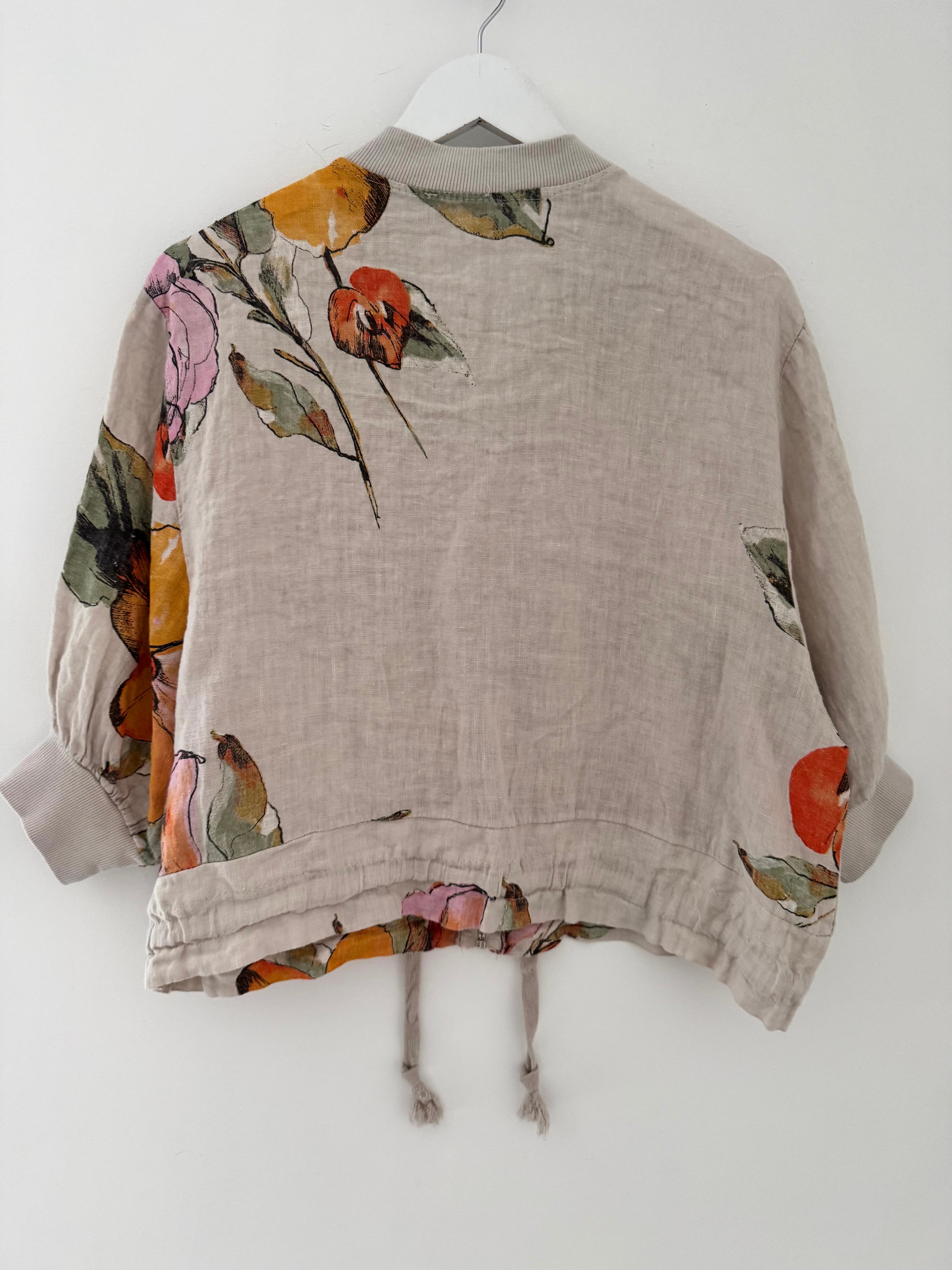 Linen Bomber Jacket in Light Mocha