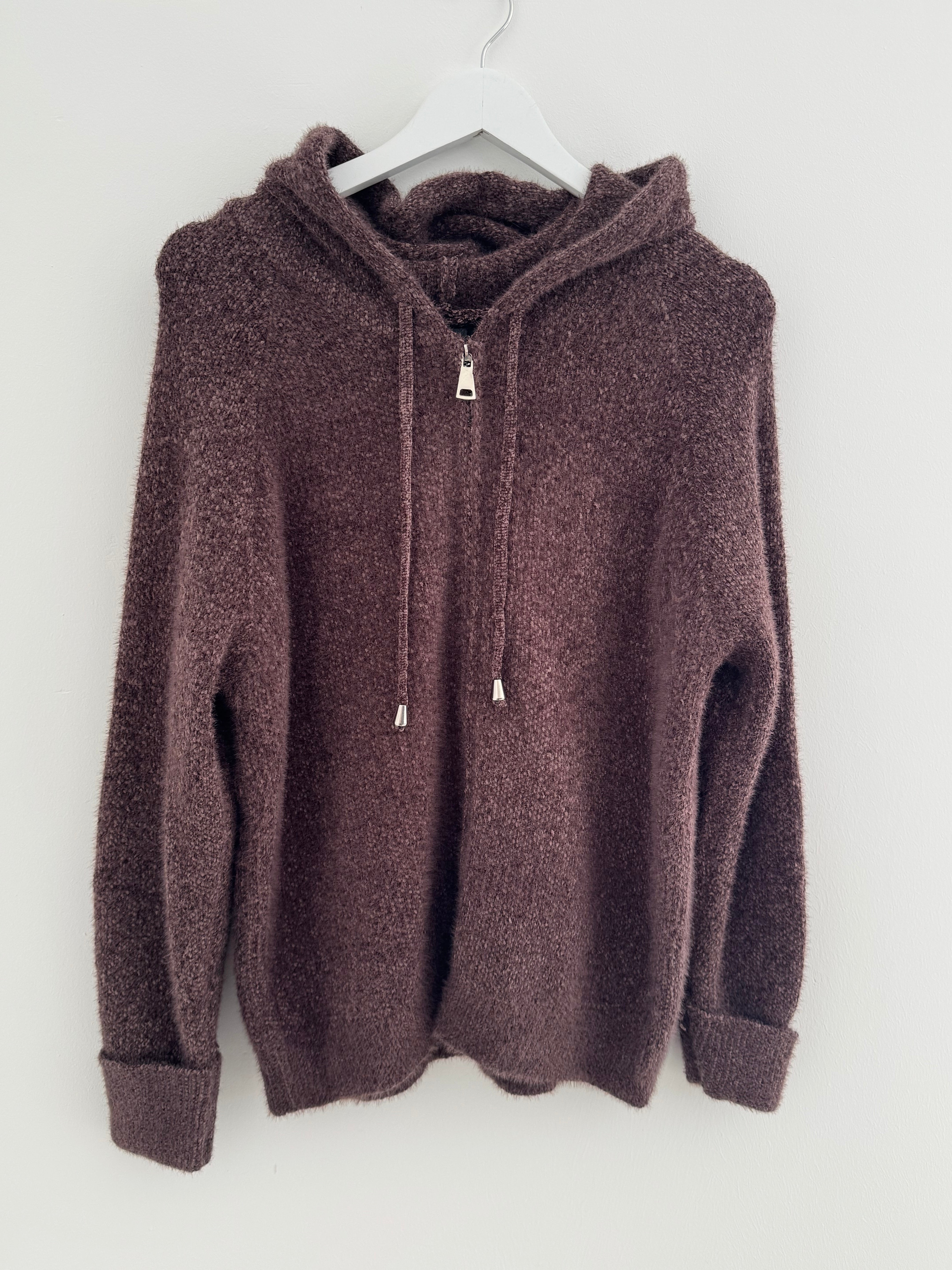 Soft Hooded Knit in Chocolate