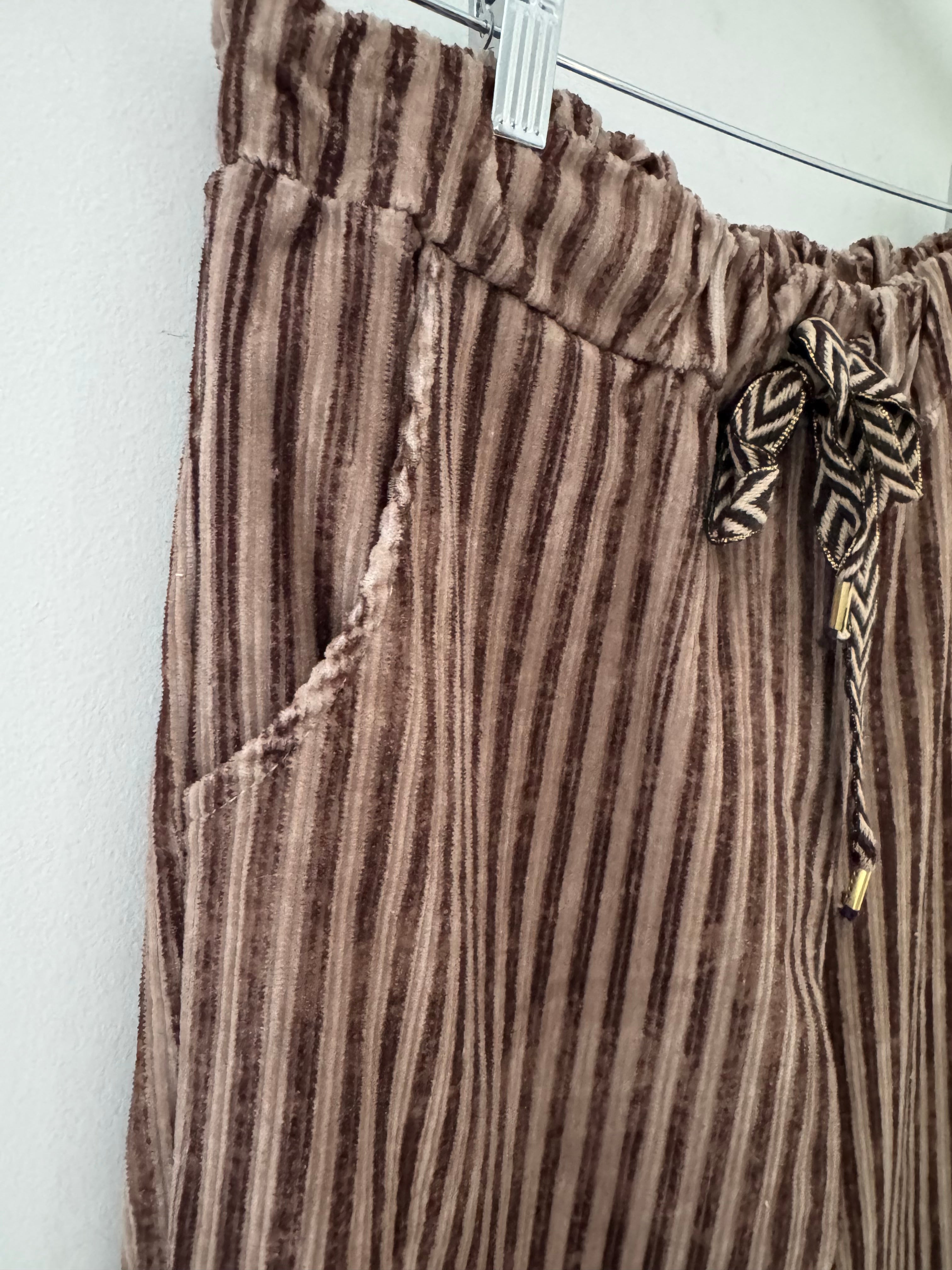 Chenille Cord Joggers in Mocha & Cocoa Stripe