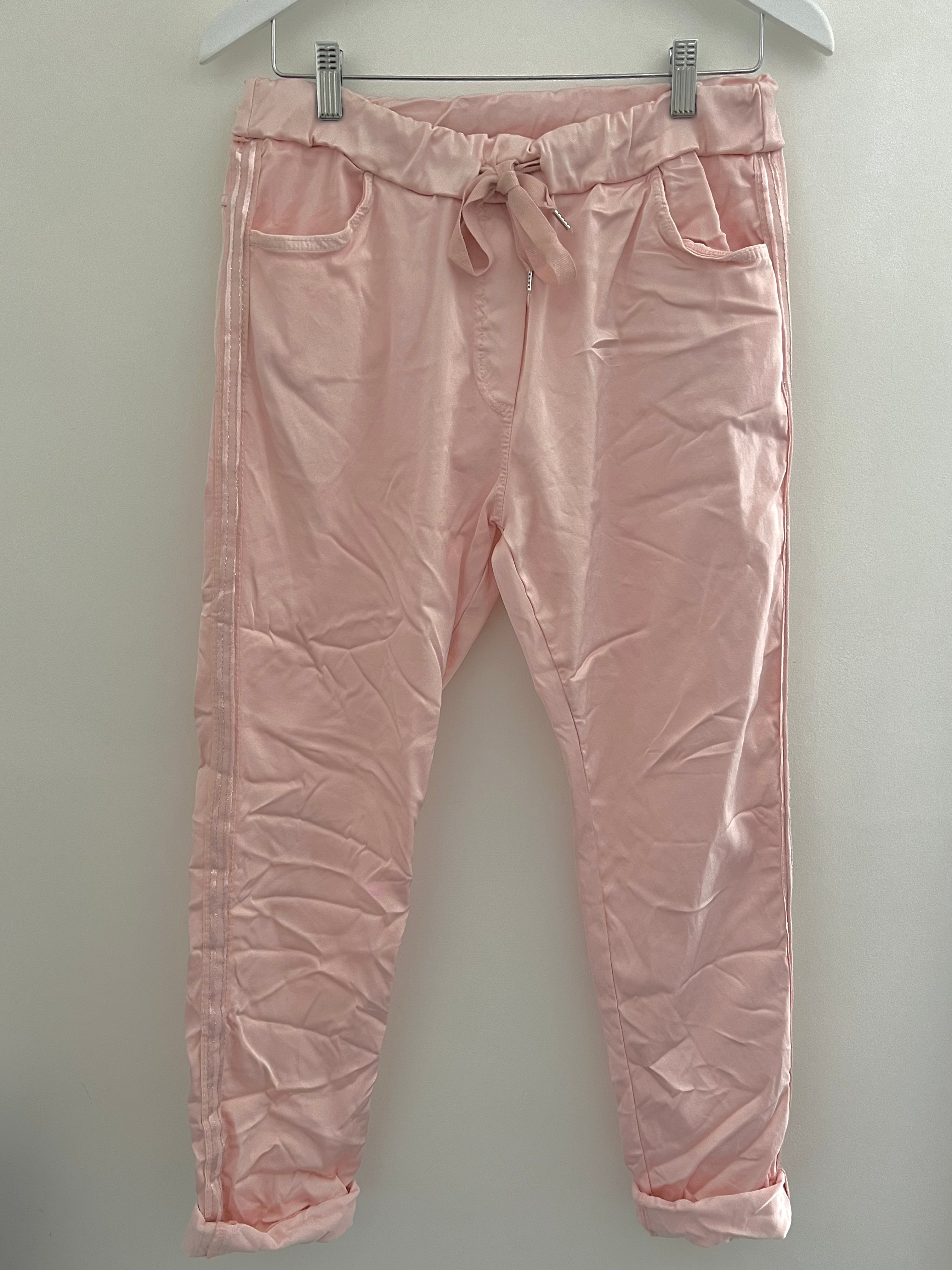 Super Stretch Glossy Joggers in Soft Pink