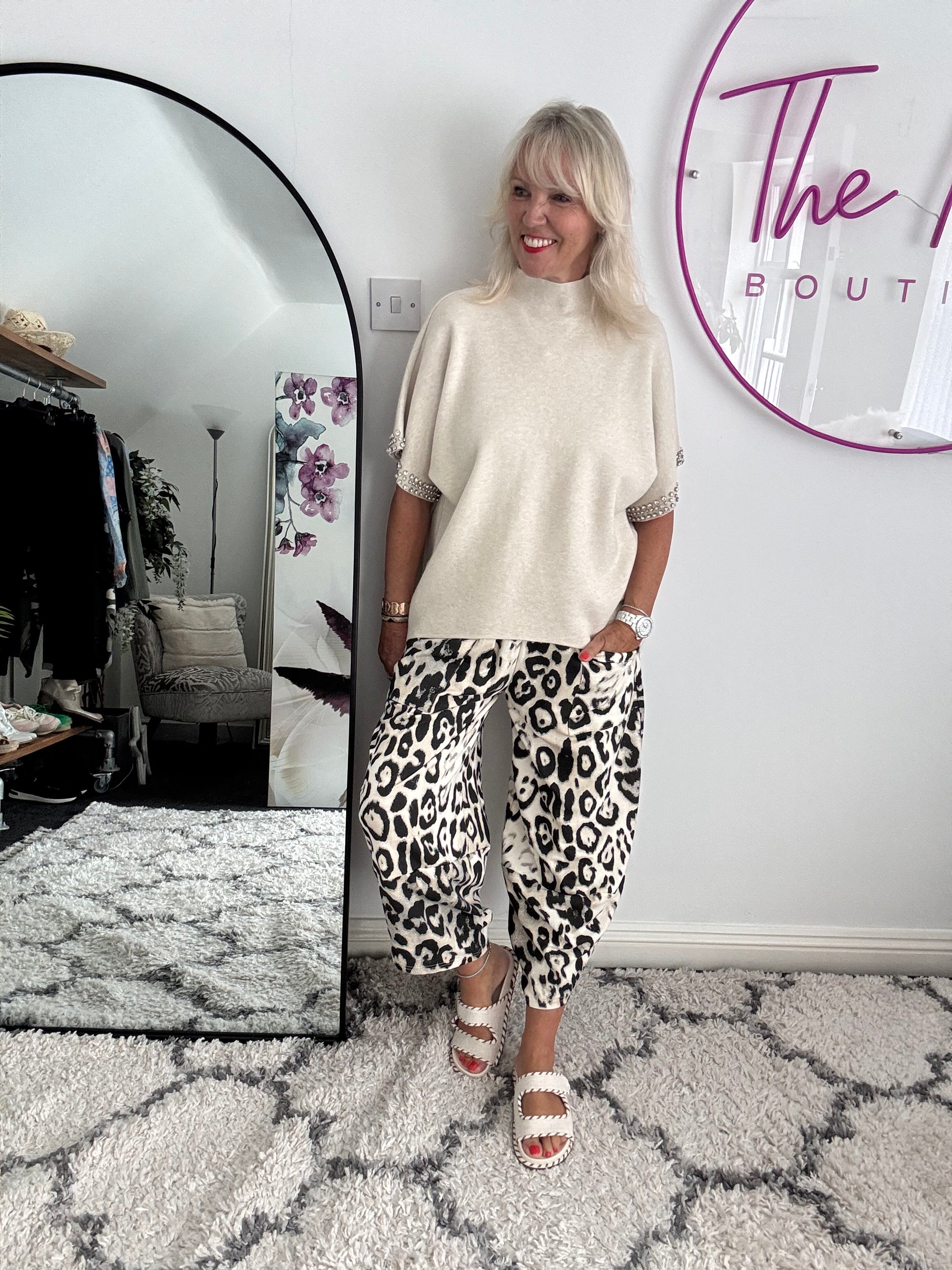 Jewel Sleeve Knit in Stone