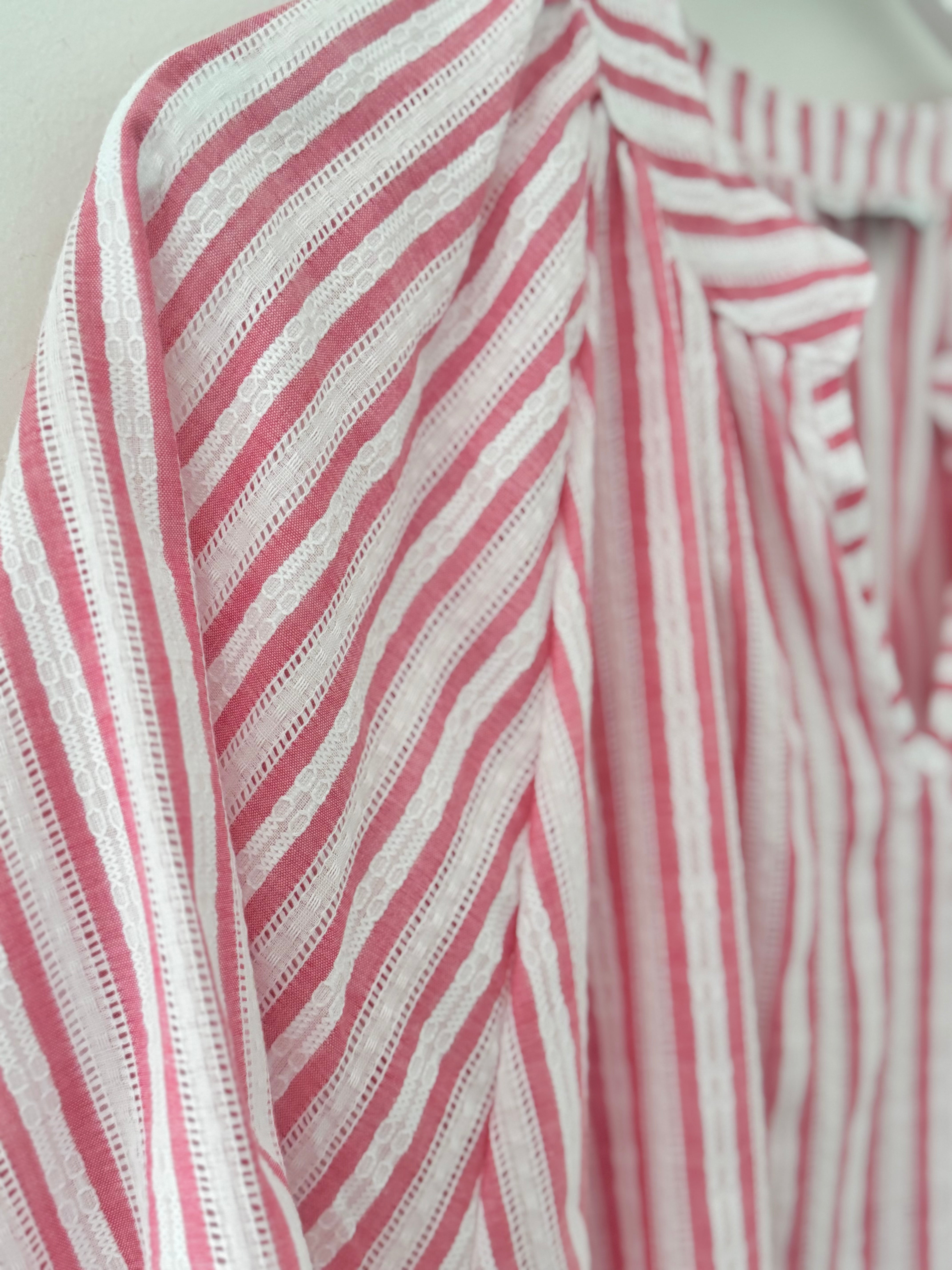 Fresh Cotton Blouse in Pink & White Stripes