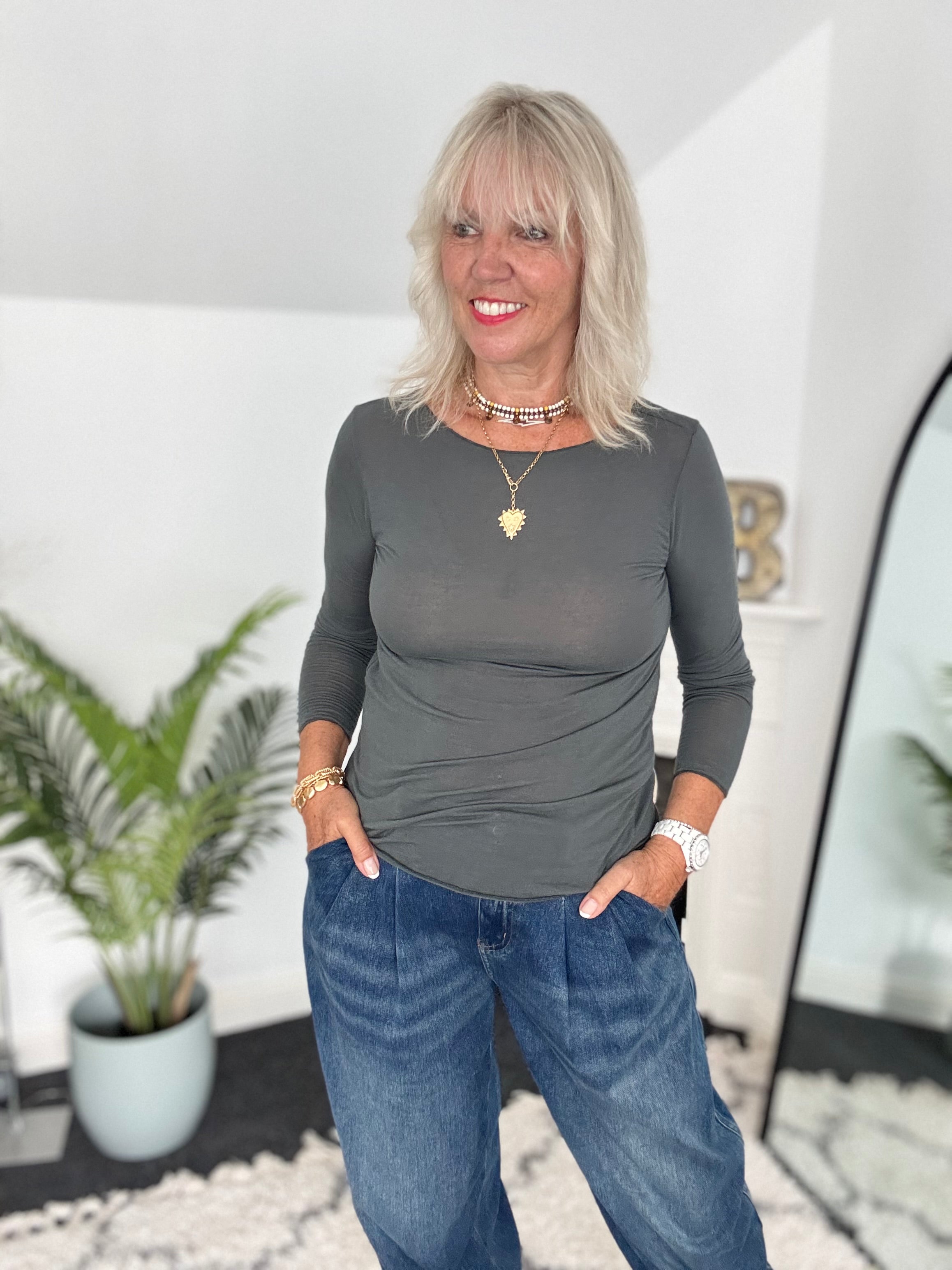 Ultrasoft Cashmere Blend Base Layer in Charcoal