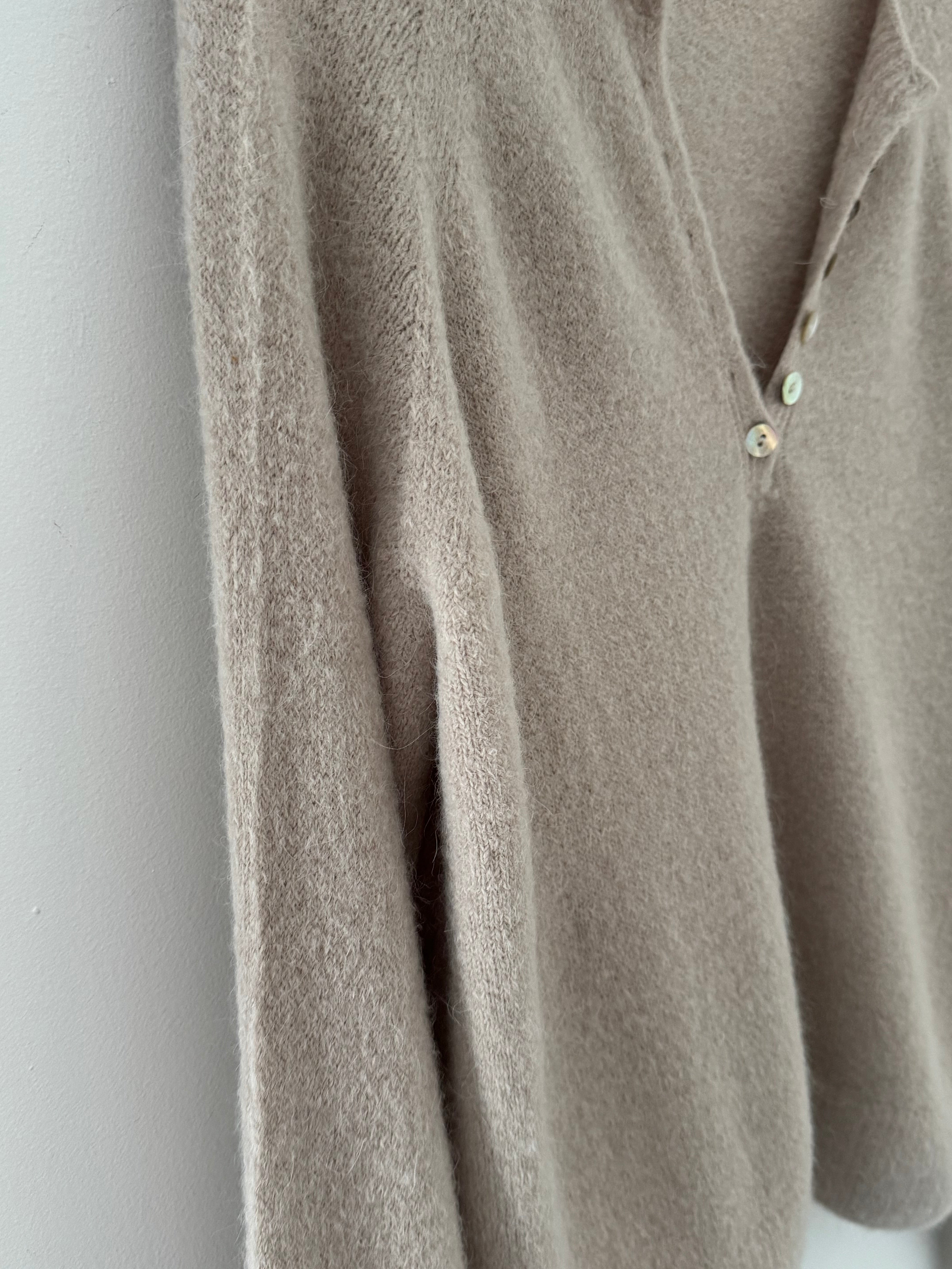Softie Jumper with Button Neck in Stone