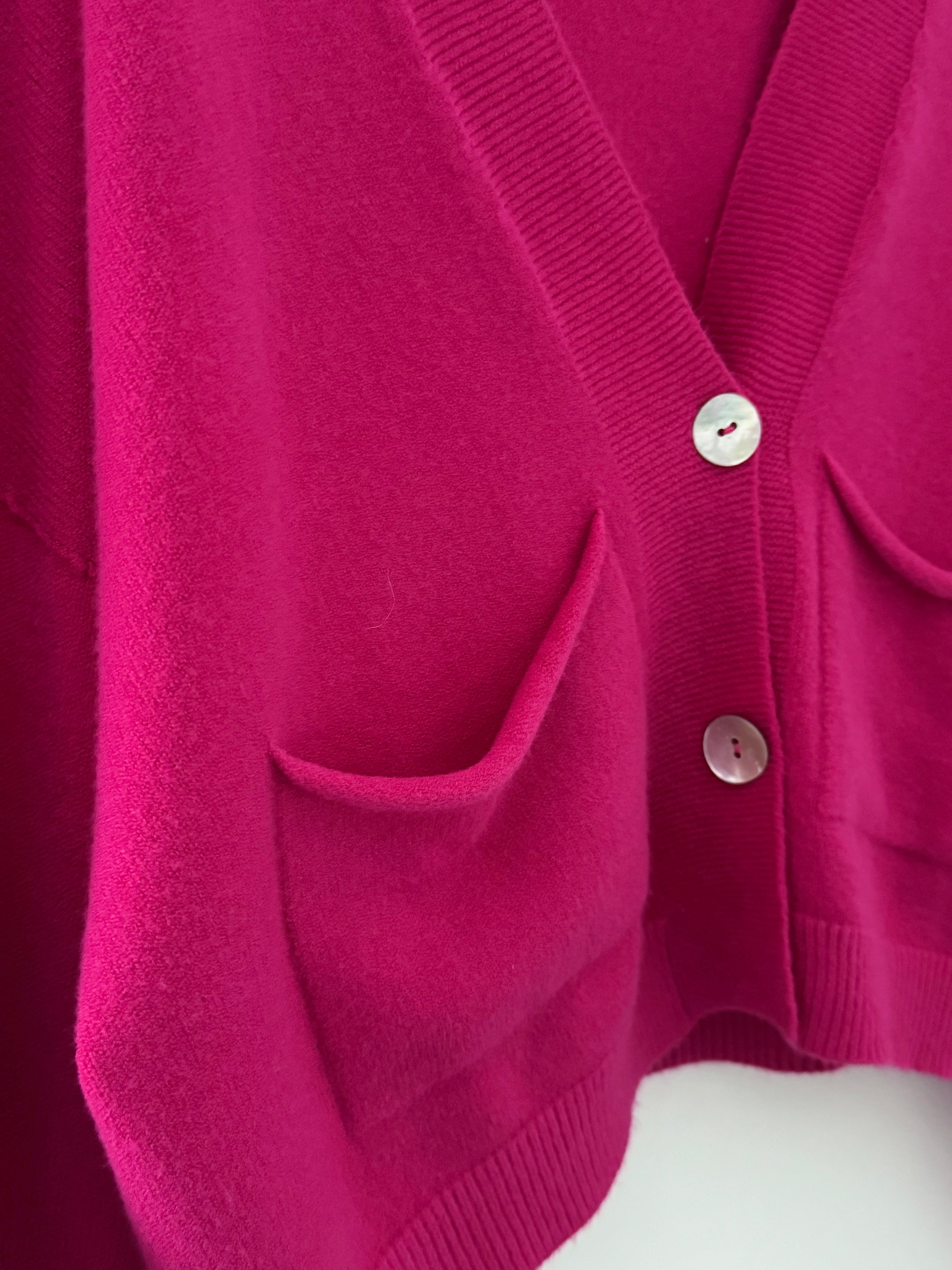 Soft Pocket Cardi in Raspberry Pink