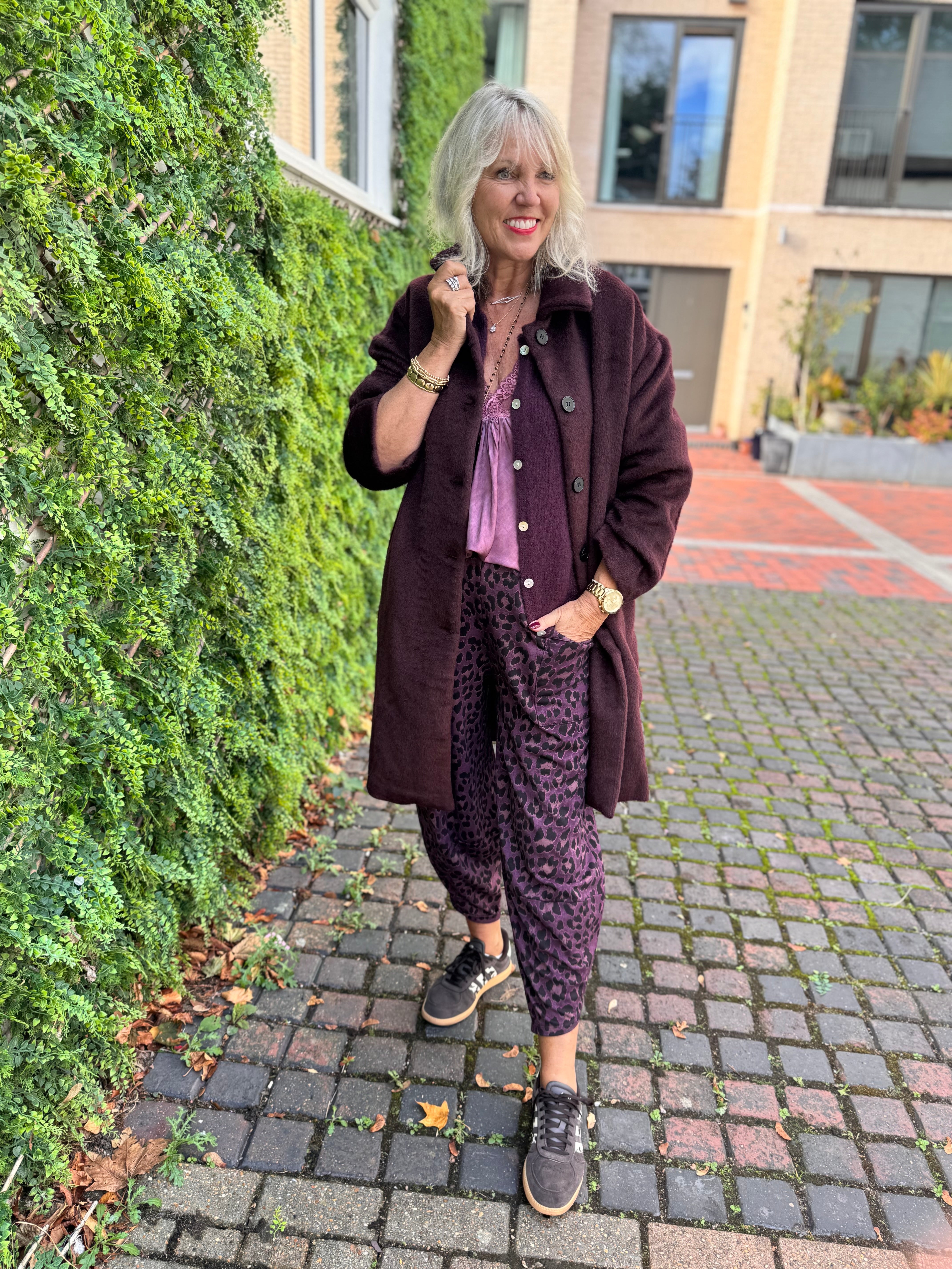 Luxe Mohair Coat in Plum