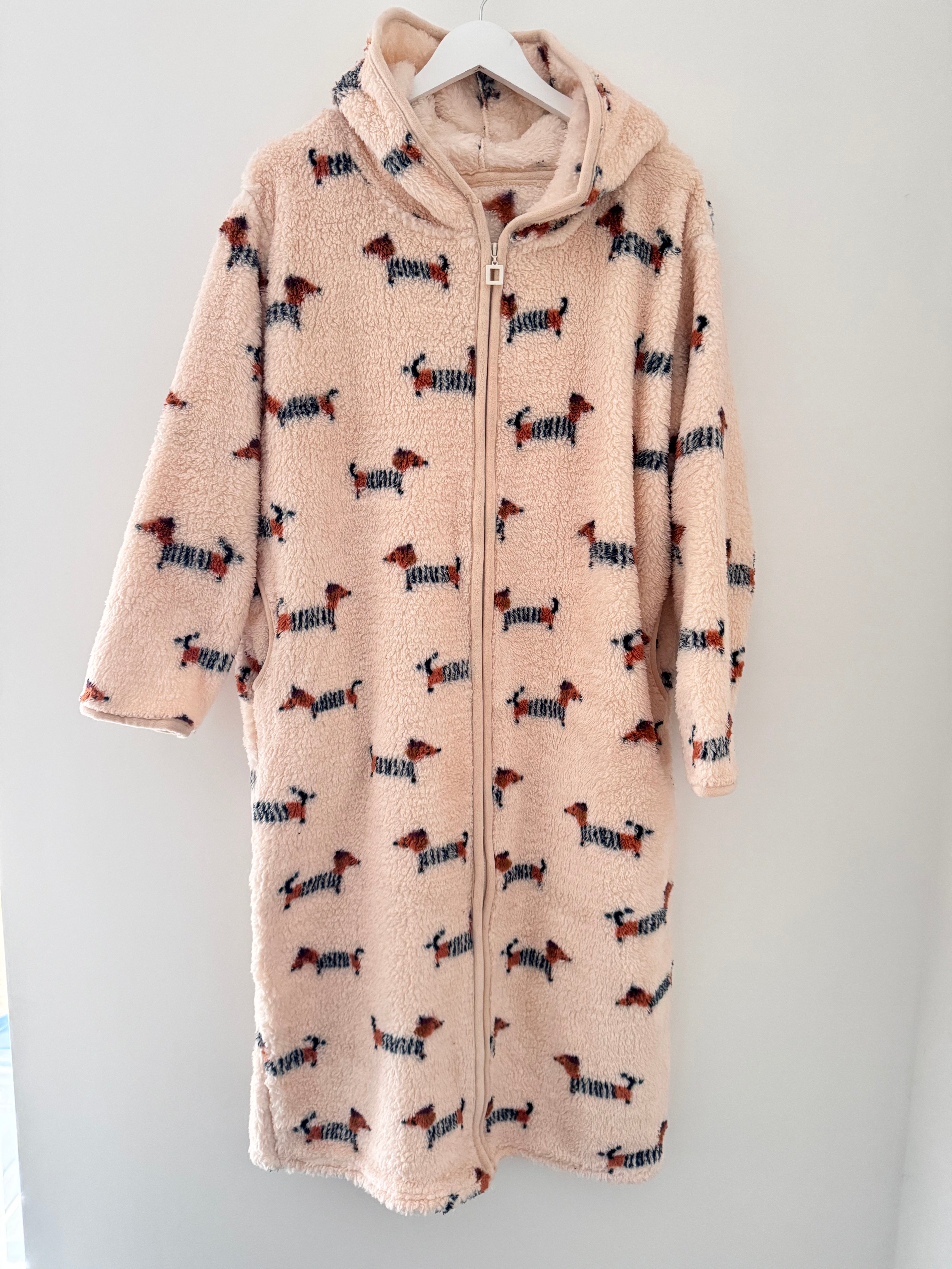 Sausage Dog Zipped Fleece Hooded Loungewear