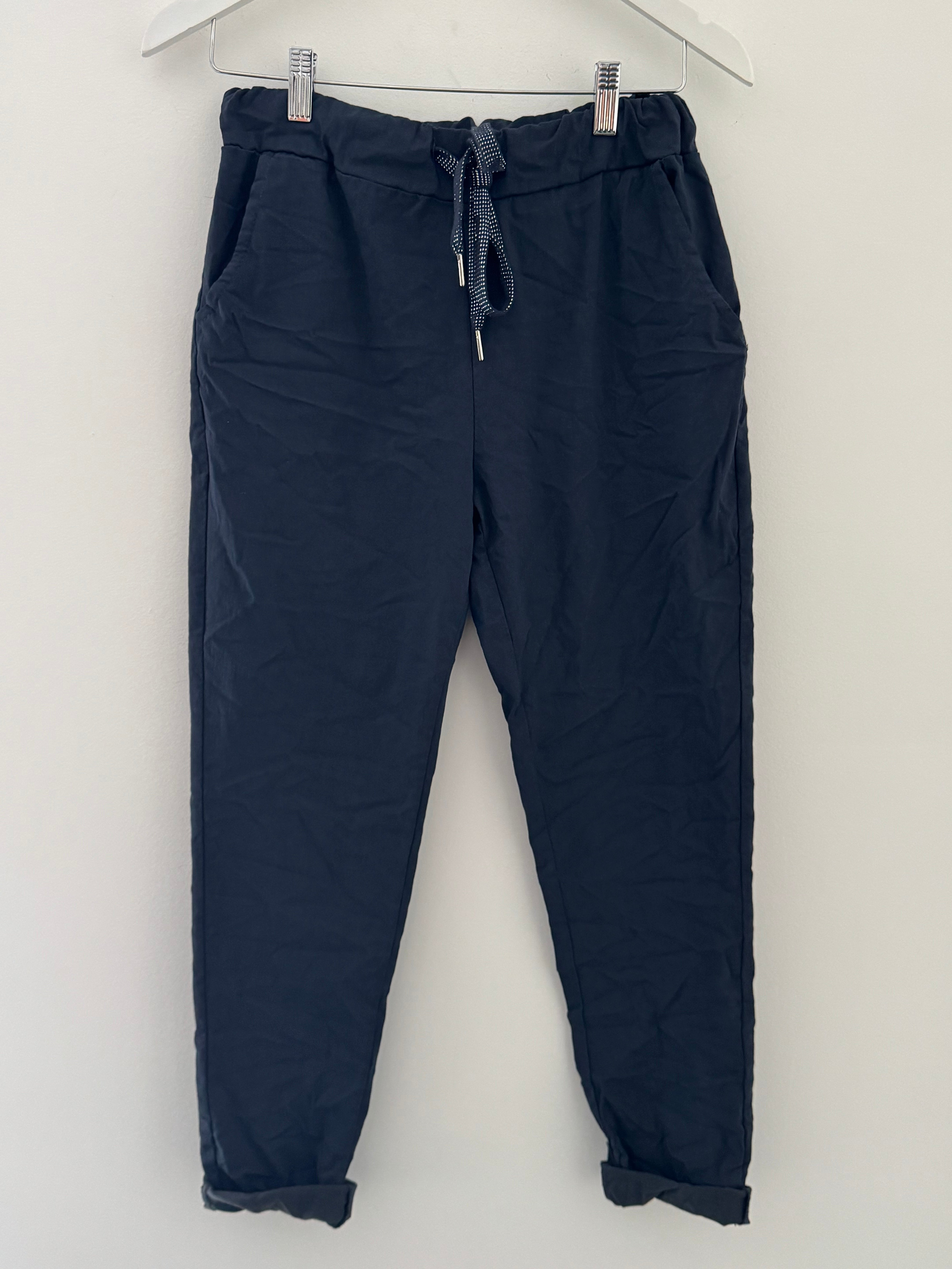 Super Stretch Joggers with Sparkly Tie in Ink