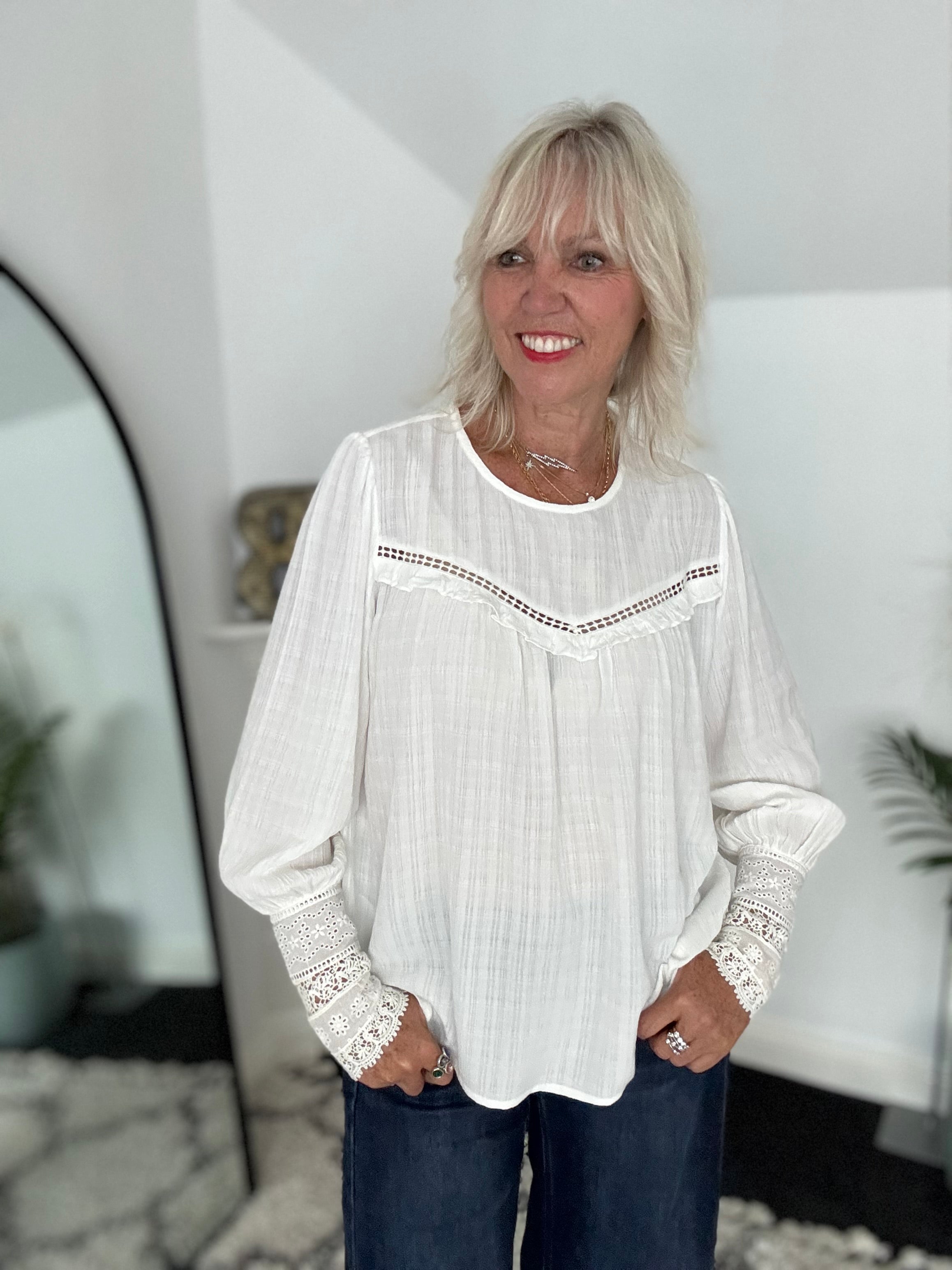 Luxe Blouse with Lace Cuffs