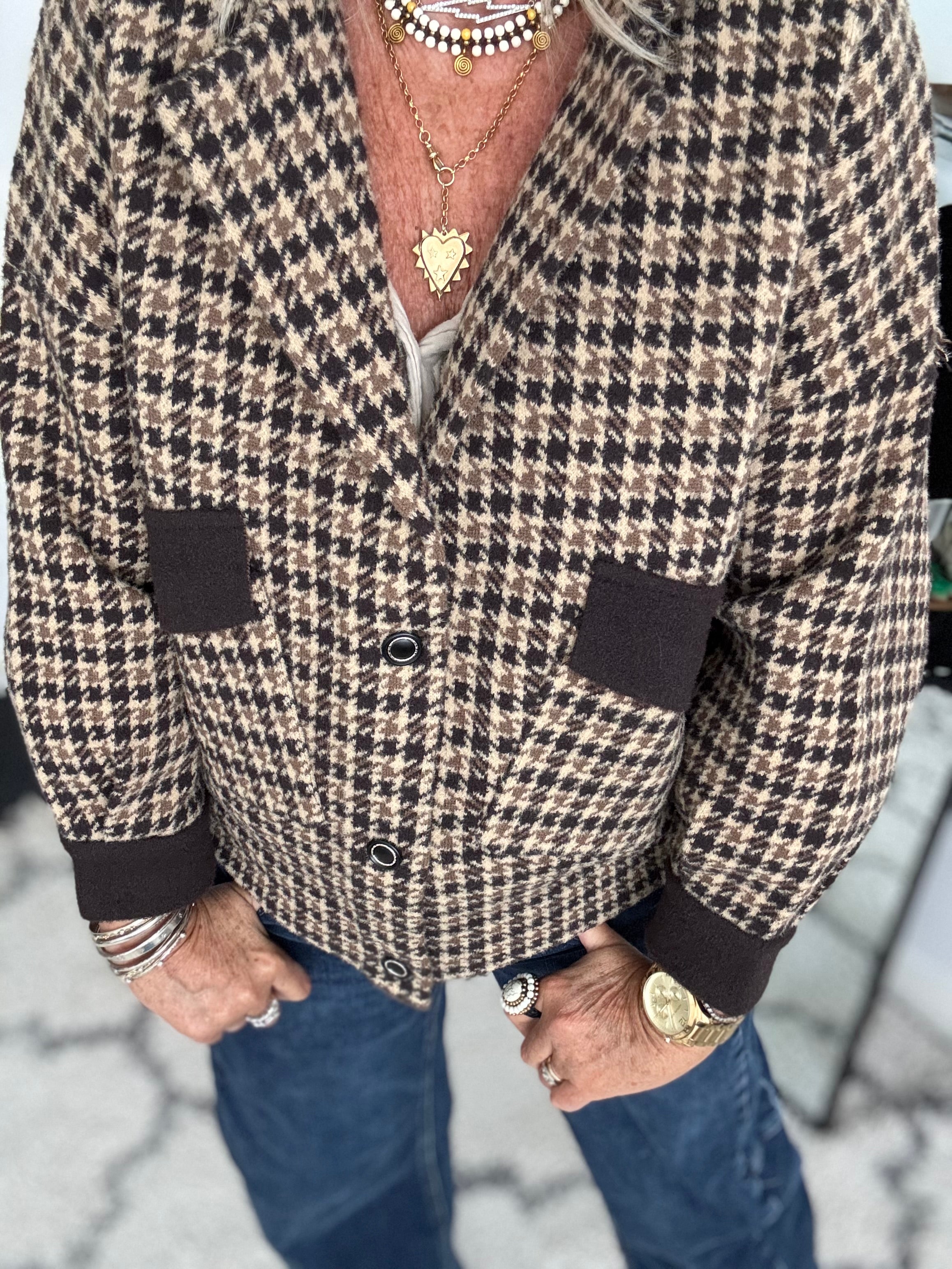 Stretch Tweed Jacket with Zip Sides