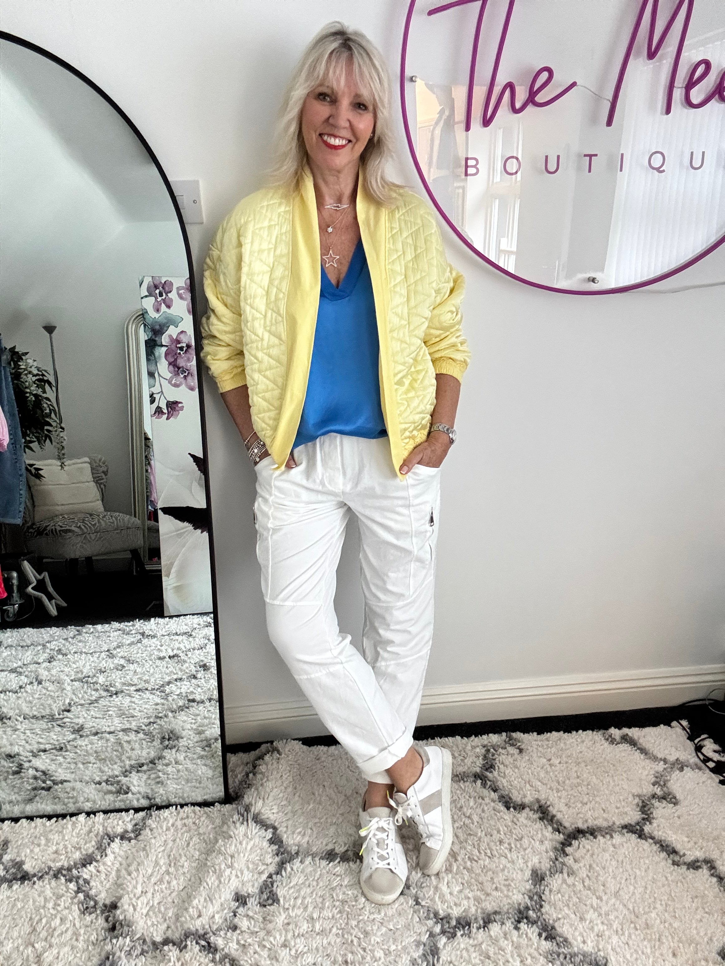 Silky V Neck Tank in Blue