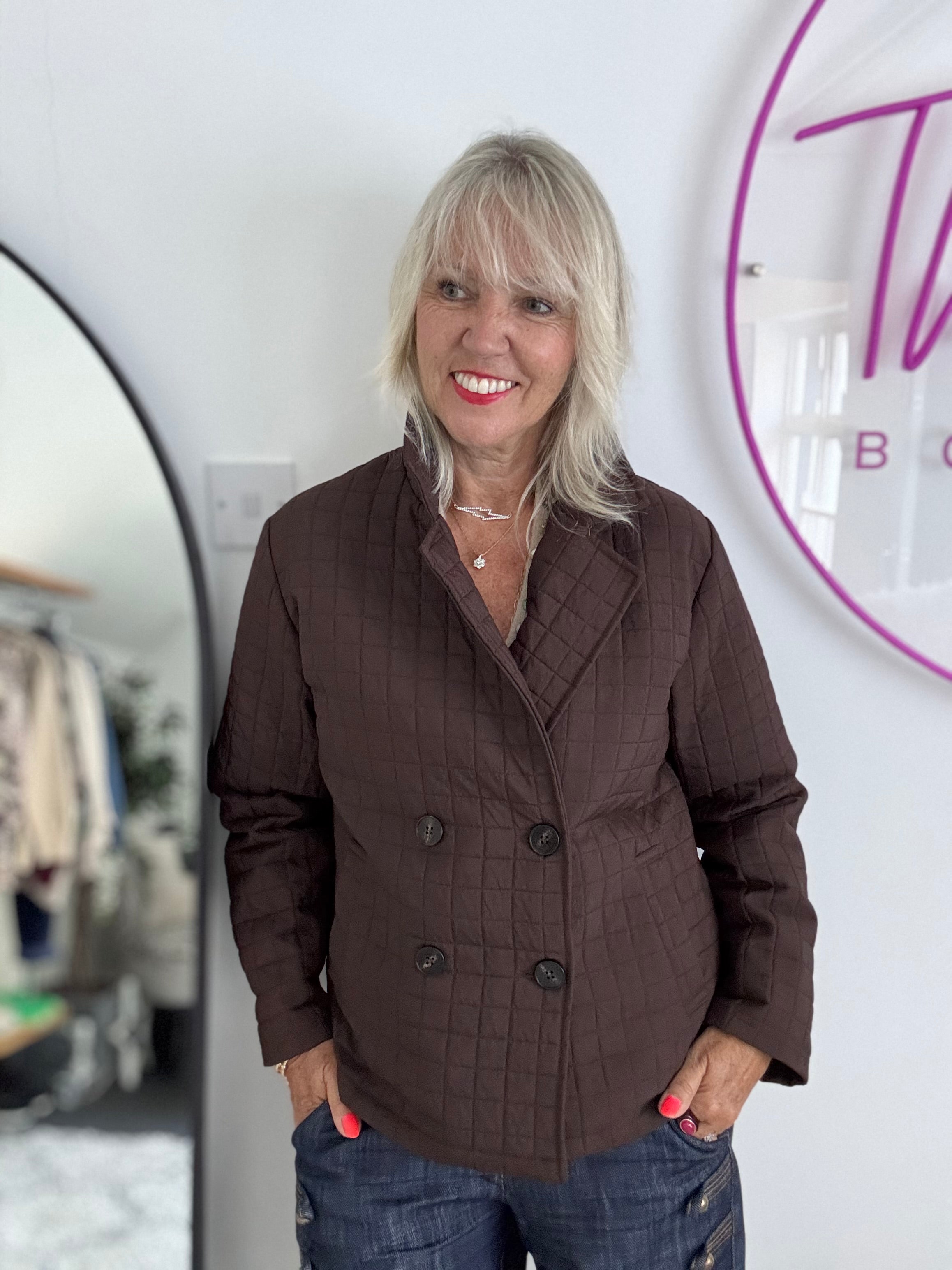 Luxe Quilted Jacket in Chocolate