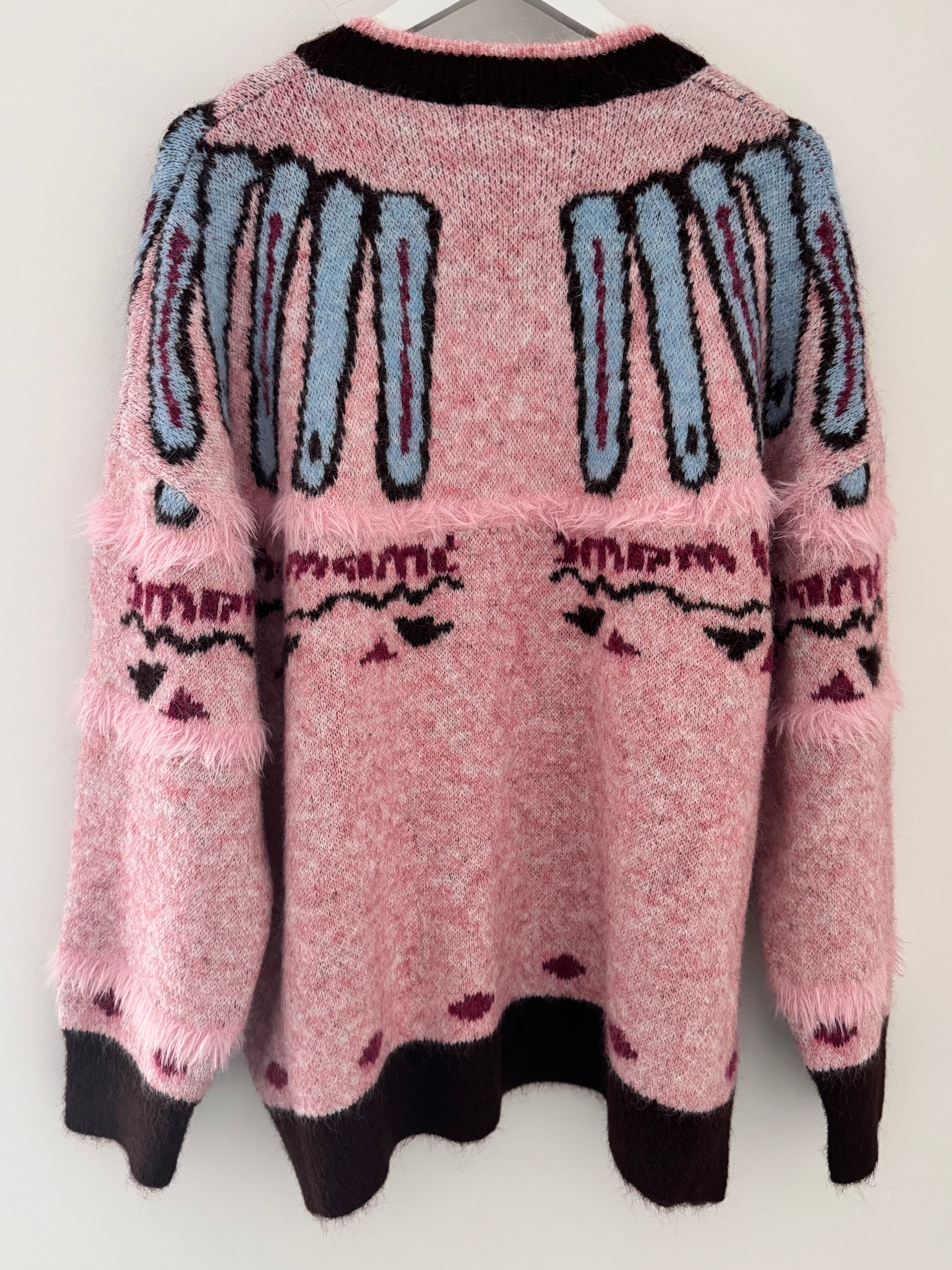Oversized Designer Cardi in Pink & Chocolate