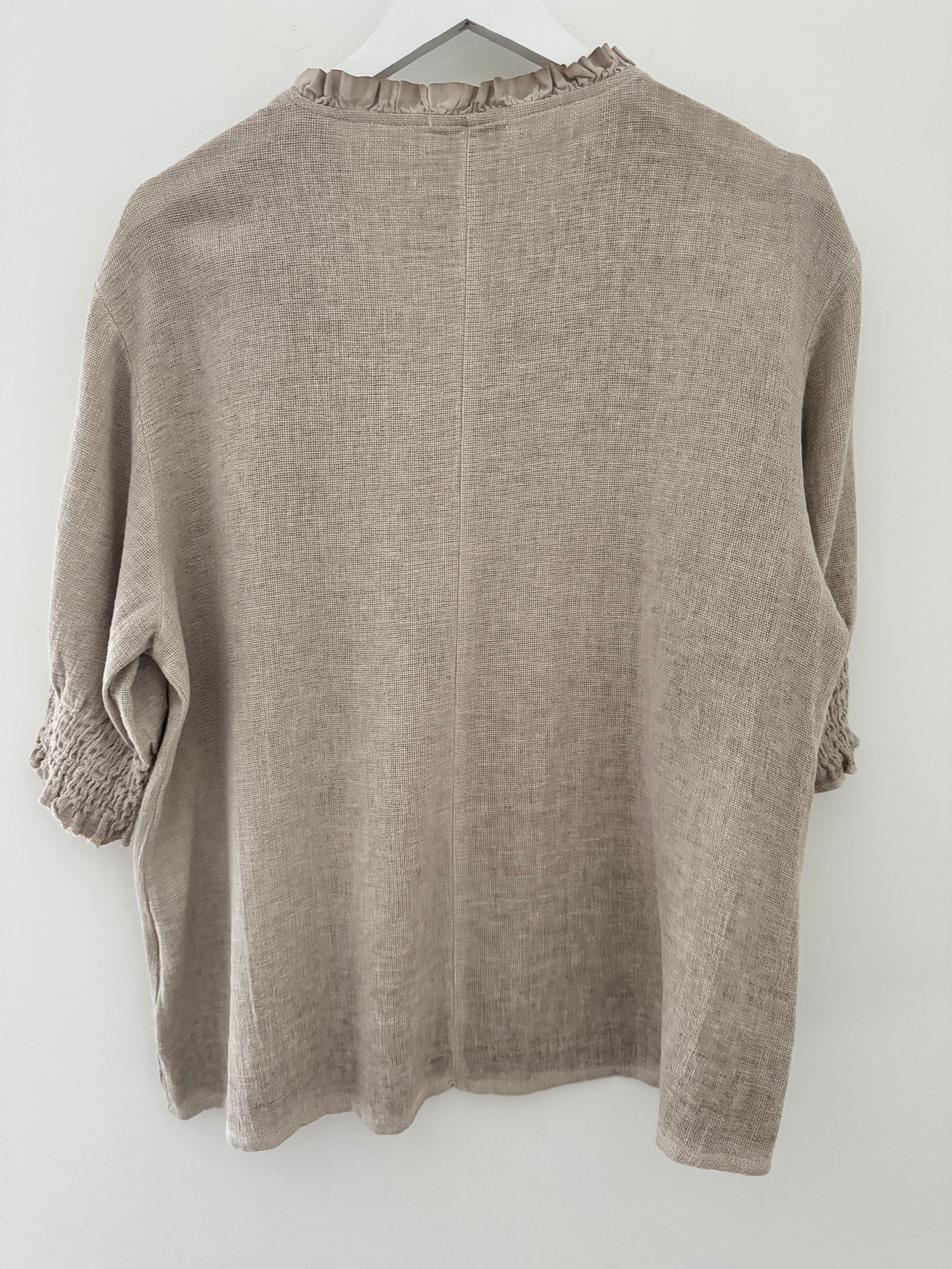 Linen & Cotton Top in Stone