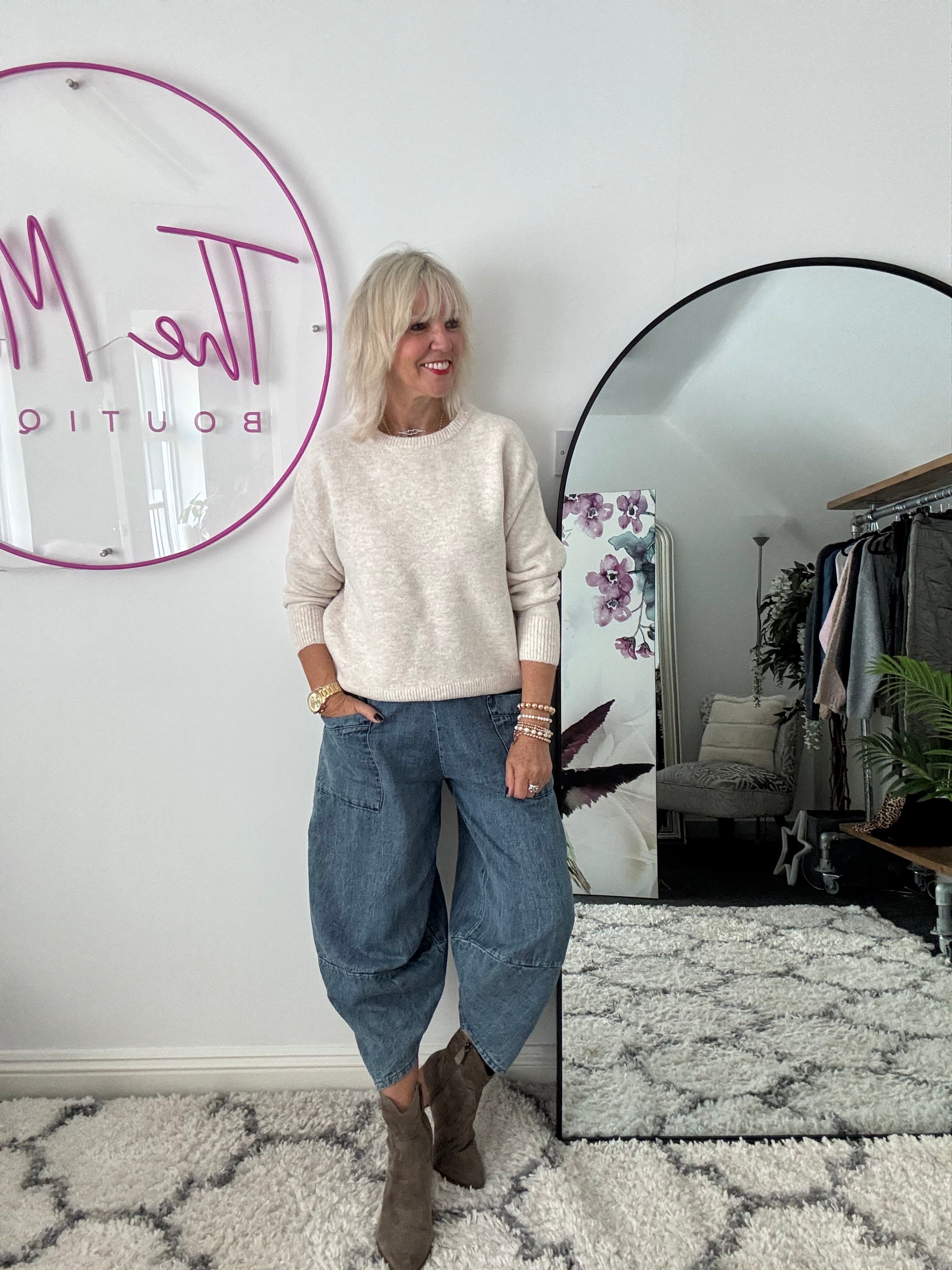 Soft & Cosy Round Neck Jumper in Stone