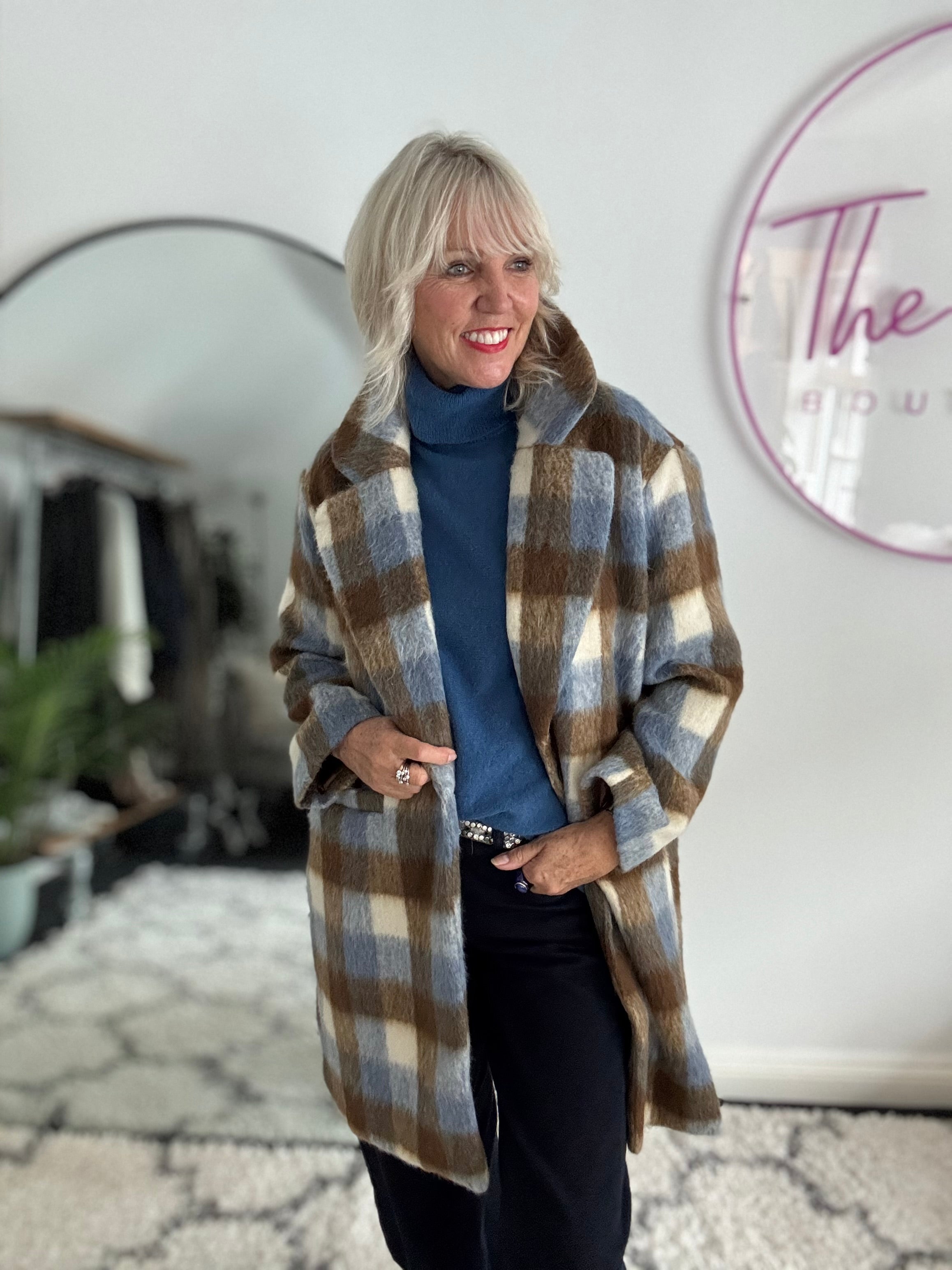 Simple Roll Neck Jumper in Cerulean Blue