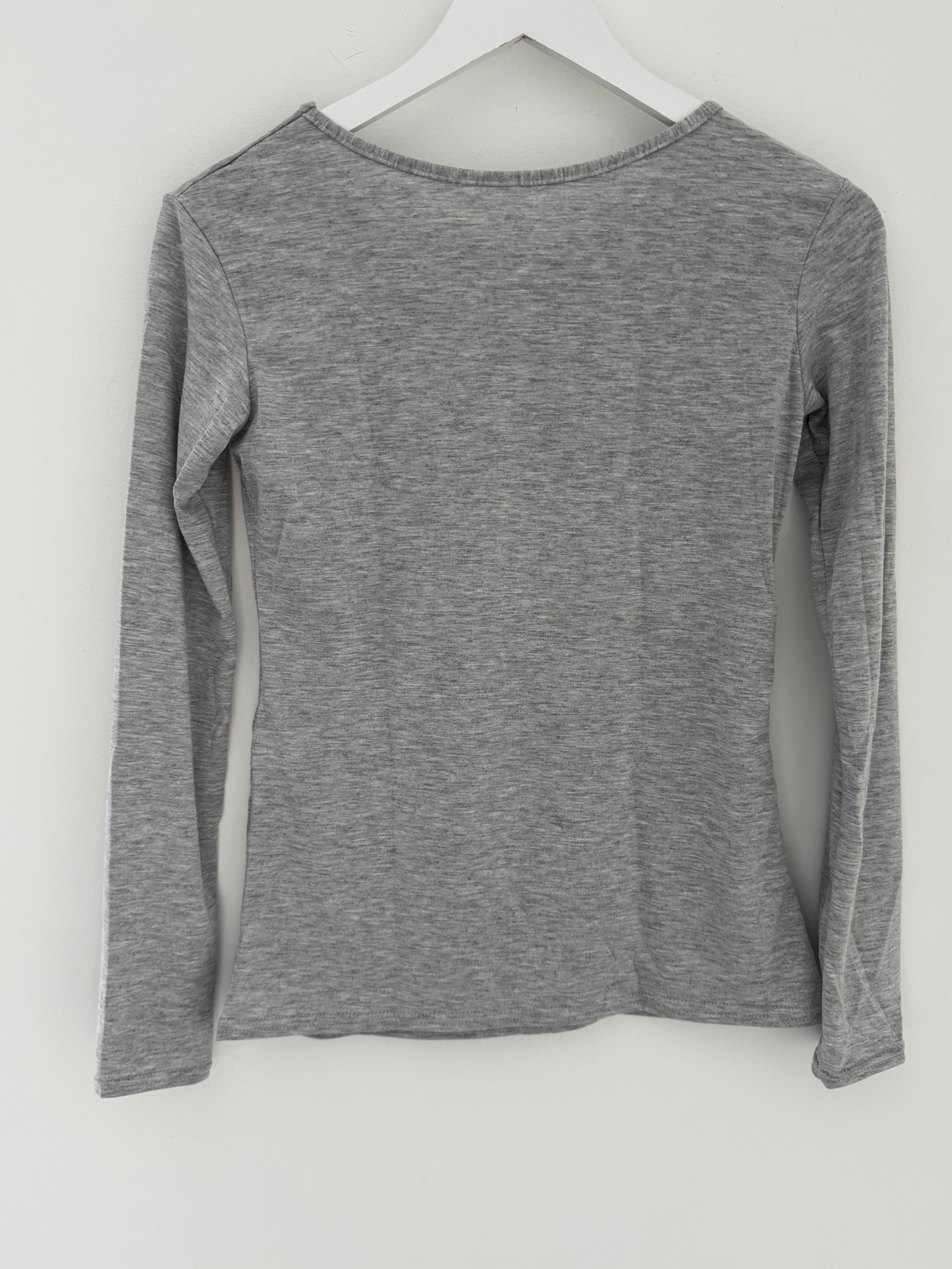 Long Sleeve Stretch Top in Marl Grey